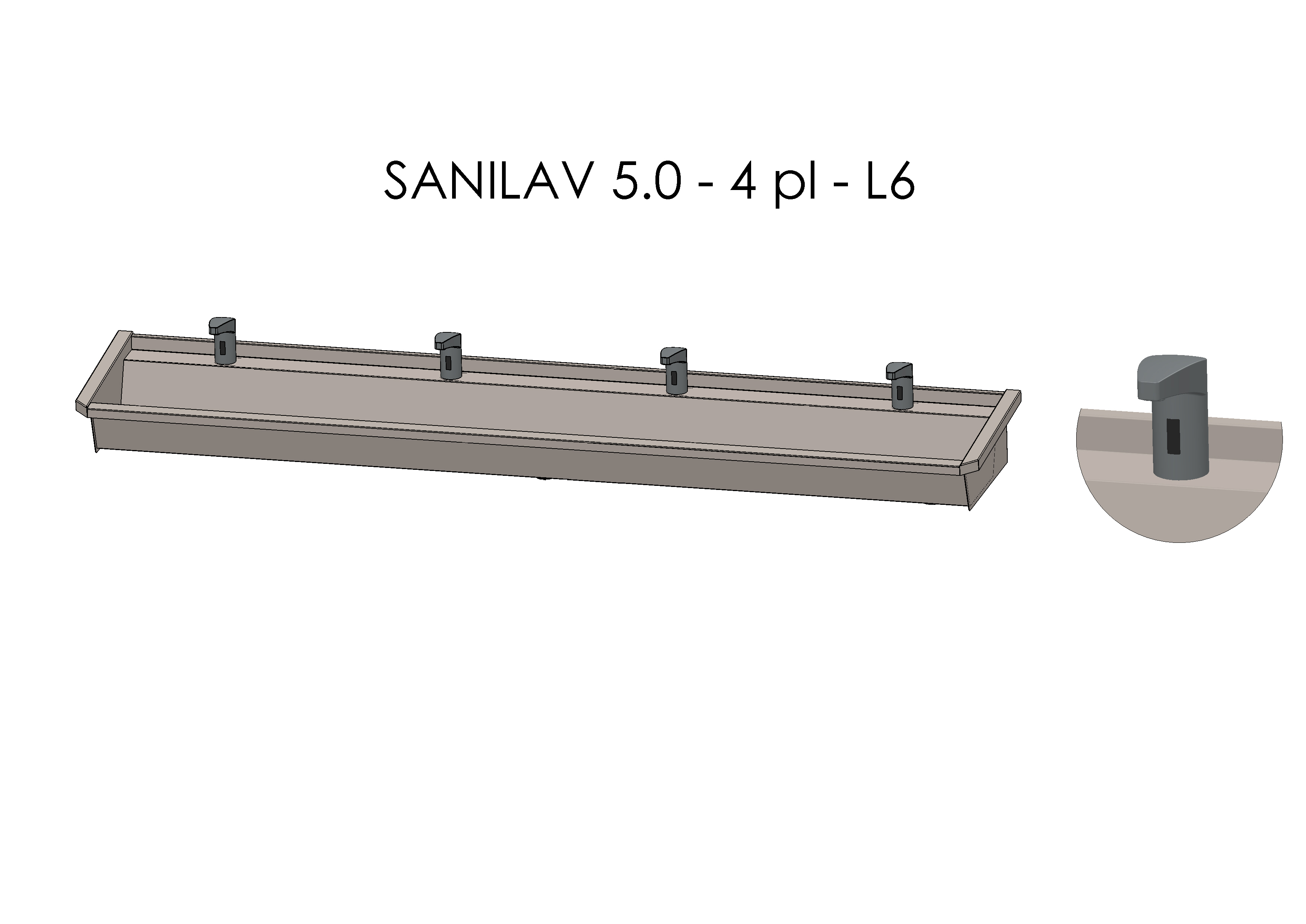 Intersan Sanilav muurwastrog rvs 4p 240 elektr. mengkr. SANILAV 5.0-4- L6