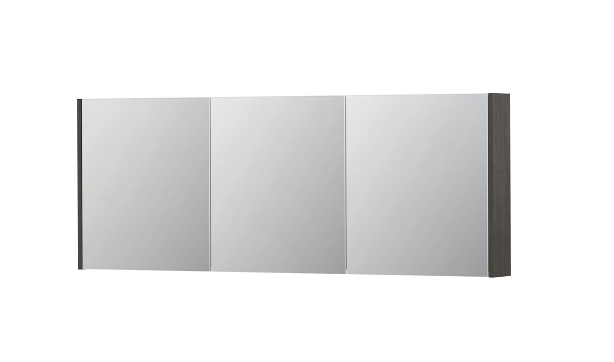 INK SPK1 spiegelkast m. 3 dubbelzijdige spiegeldeuren en stop/schak. 1110812 Oer grijs H600xB1600xD140