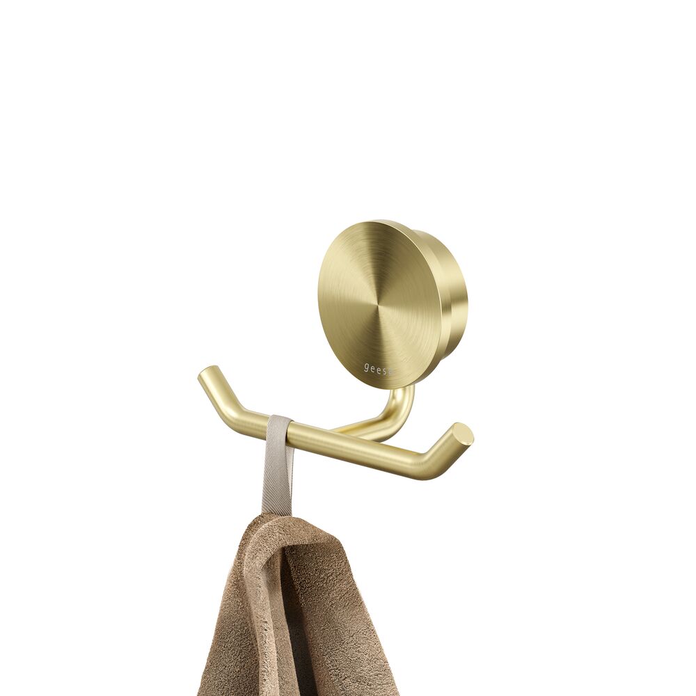 Geesa Opal handdoekhaak dubbel 917215-07 geborsteld goud