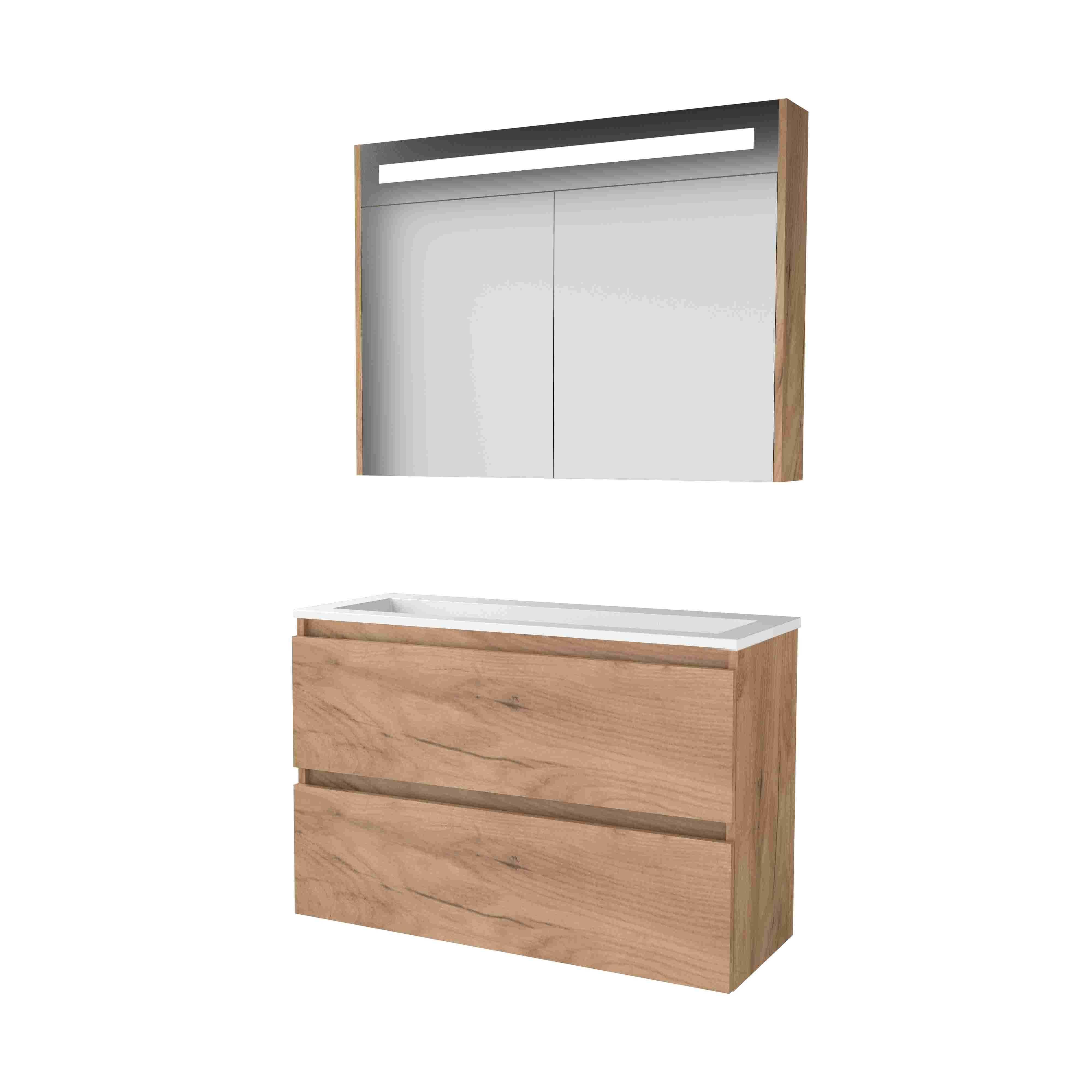Basic Premium 39 set 100x39cm greepl. 2 la Acryl wast. 0 krgt. incl. kast m. verl. P39GL100A0WO Whisky Oak