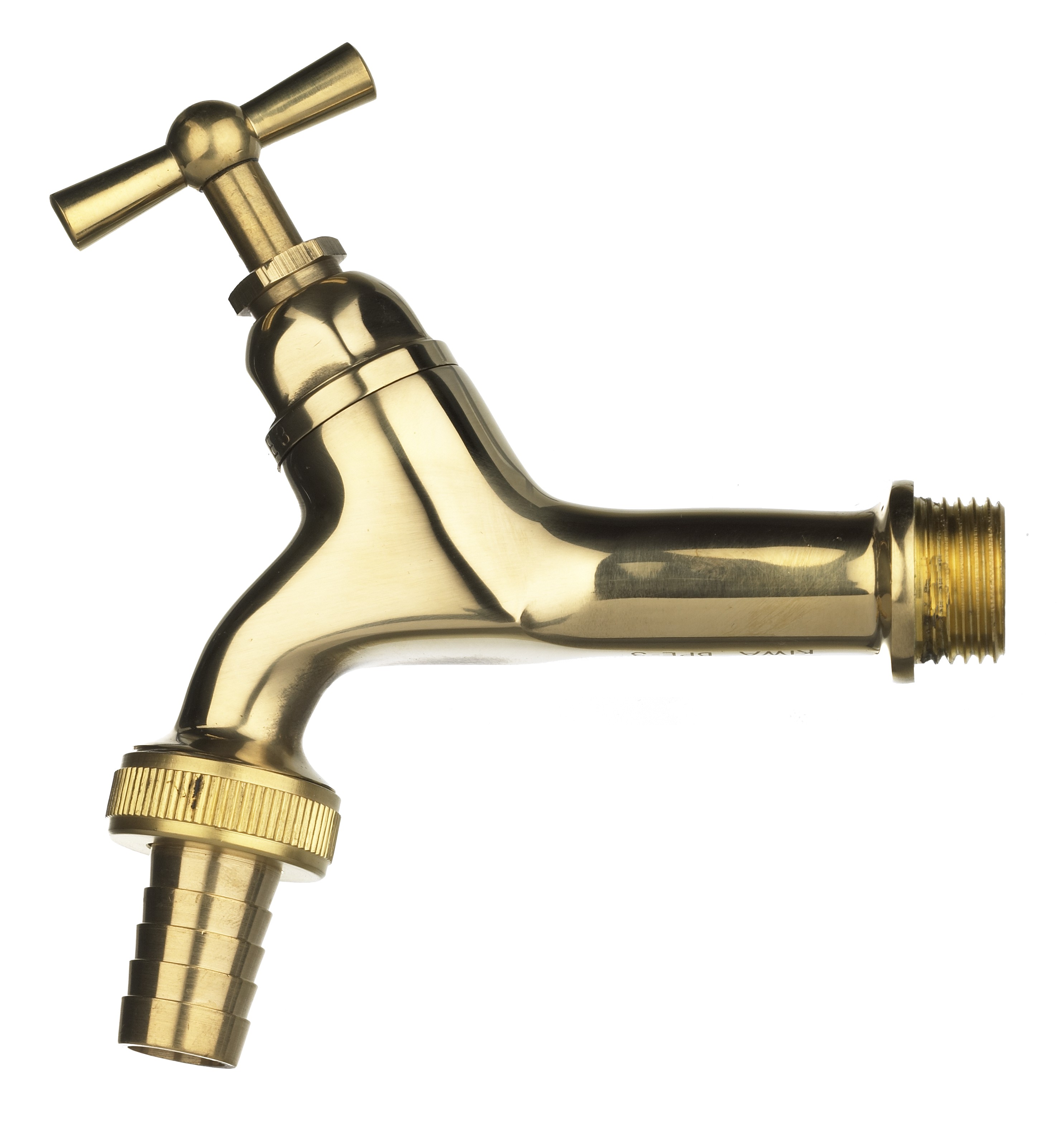 Tapkraan 1/2 met krukbediening messing gepolijst met kunststof slangwartel 70511