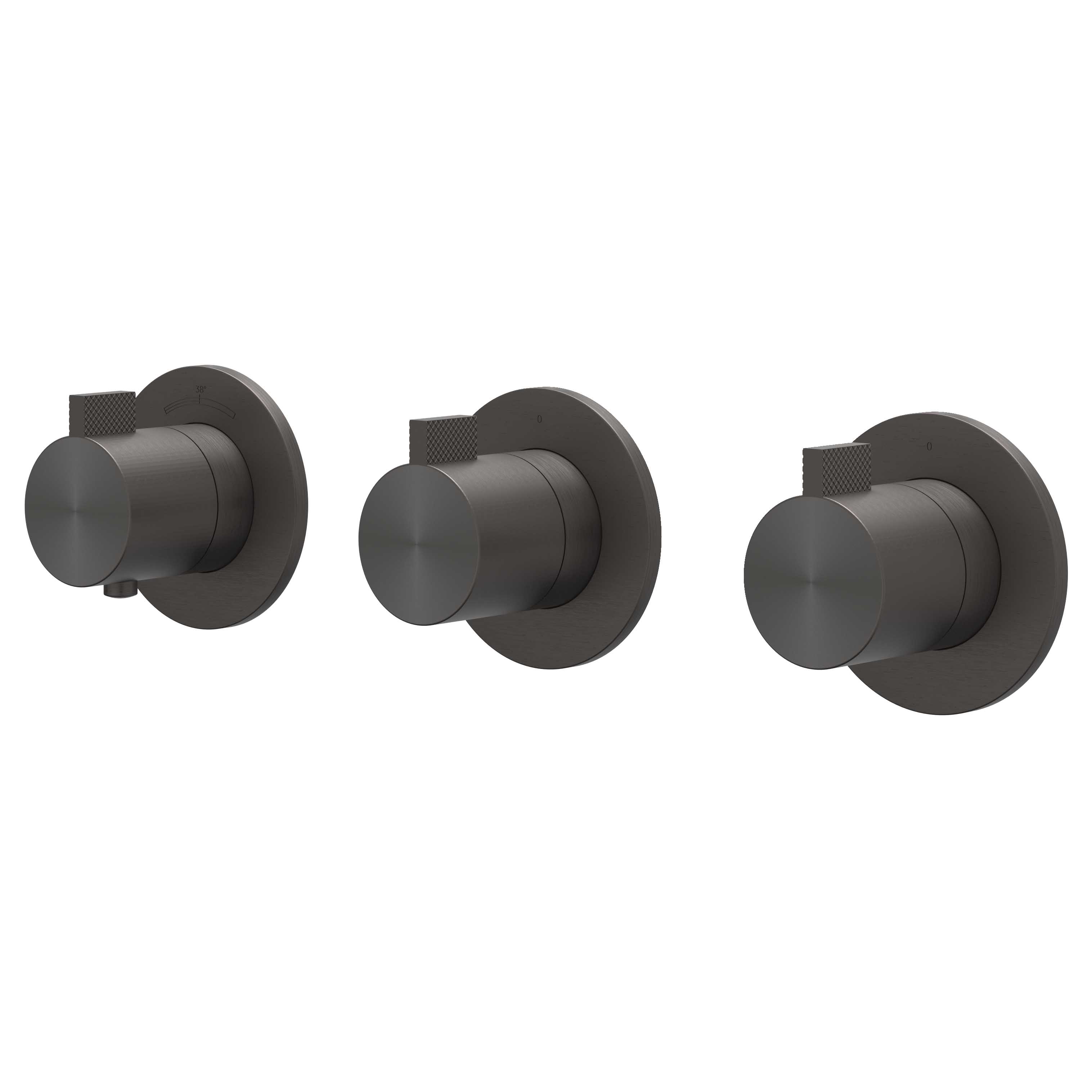 IVY Tribe Afbouw inbouwtherm. m/2 stopkranen symmetry m/ronde rozetten 6201324 RVS316 gebr. carbon black PVD