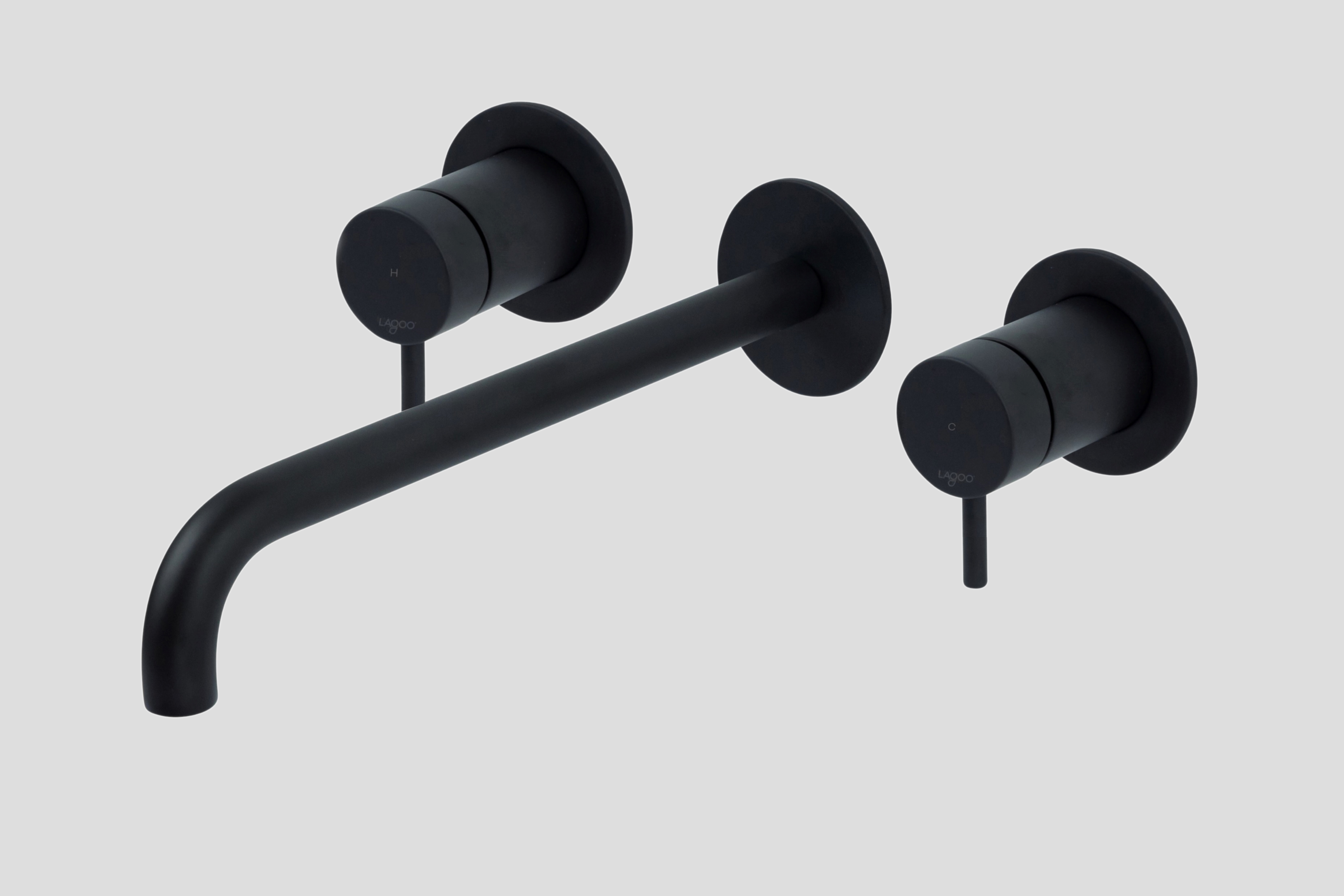 Lagoo Garda inbouw wastafelmengkraan 2 greeps afb.deel met uitloop 26 cm G1204-26MB Matt Black