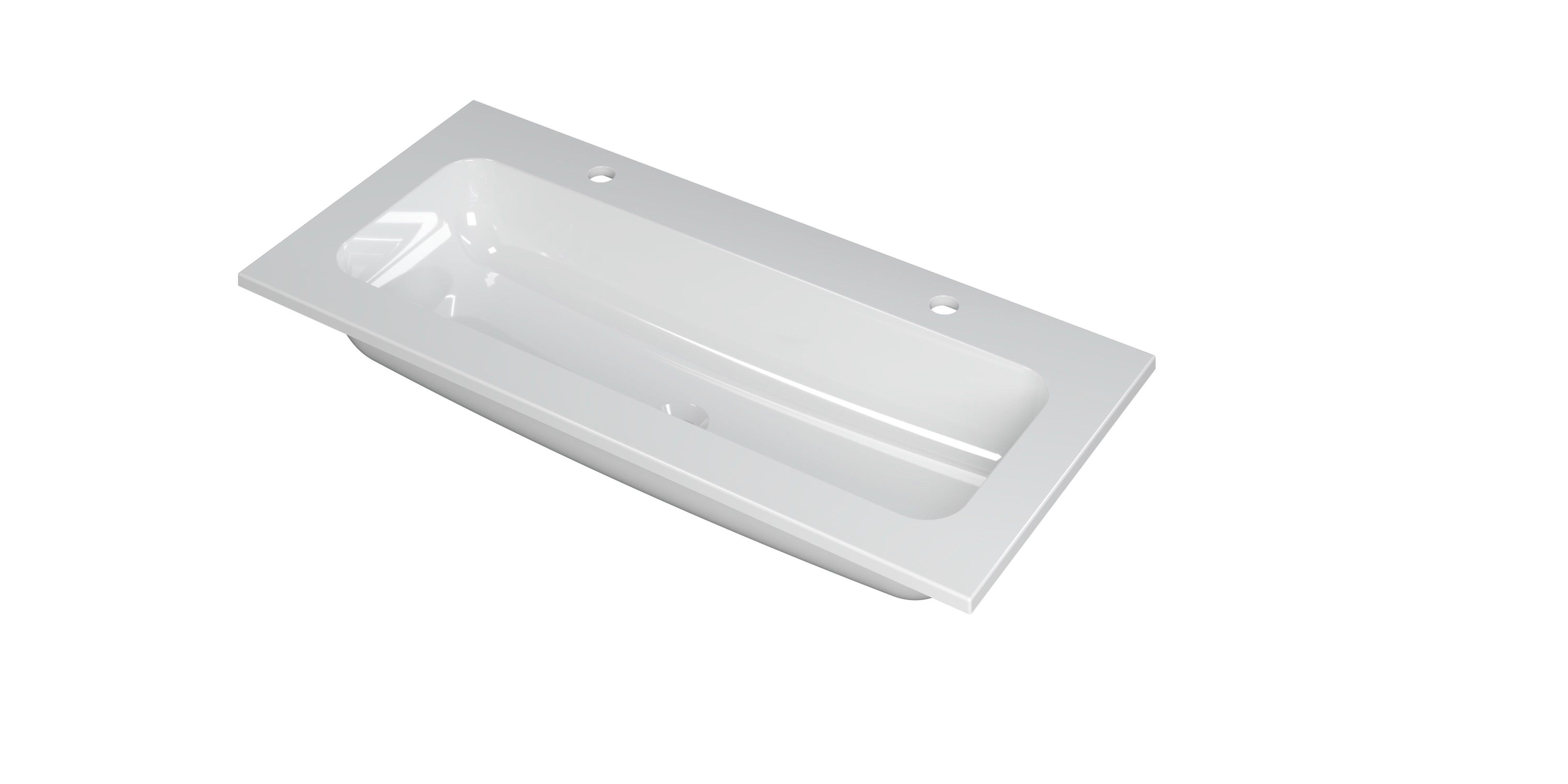 INK Faktor wast. polystone centraal met 2 krgt. 3407012 Glans wit H15xB1000xD450