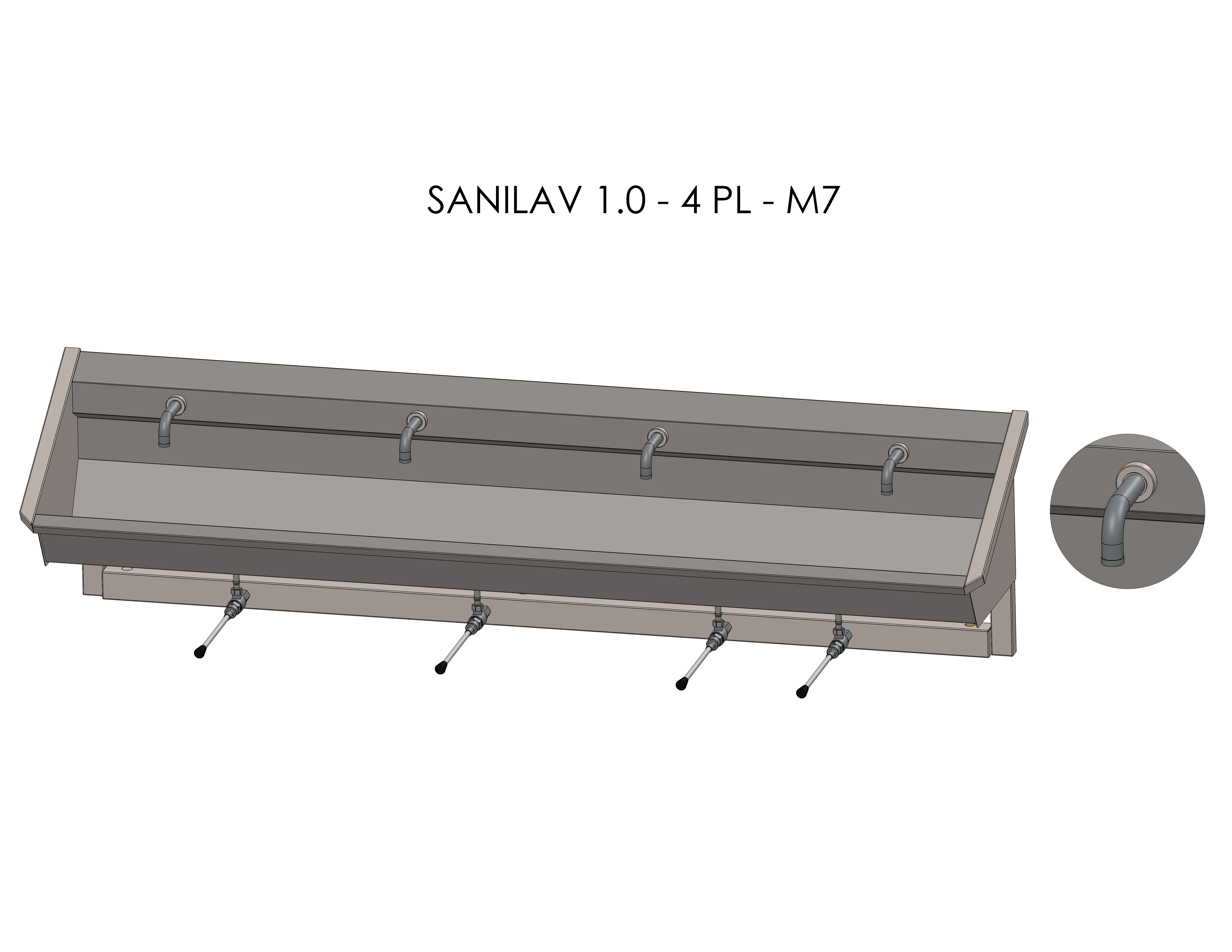Intersan Sanilav muurwastrog rvs 4p 240 kniebediening SANILAV 1.0-4- M7