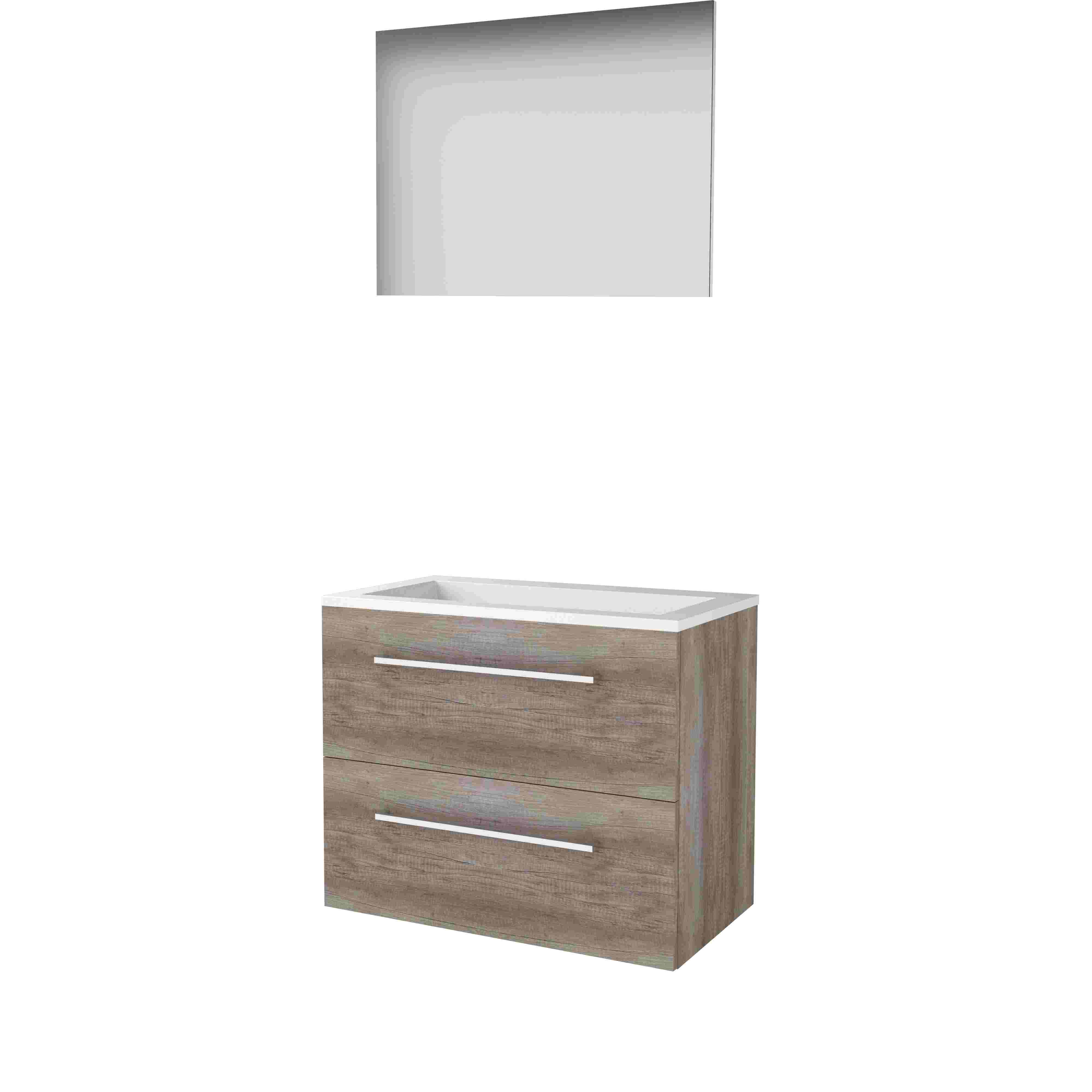 Basic Basic 46 set 80x46cm met gr. 2 la Acryl wast. 0 krgt. incl. spiegel B46GR80A0SO Scotch Oak