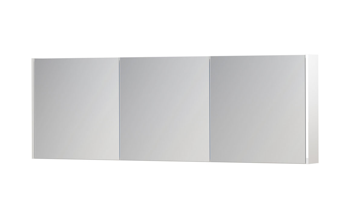 INK SPK1 spiegelkast m. 3 dubbelzijdige spiegeldeuren en stop/schak. 1110856 Hoogglans wit H600xB1800xD140