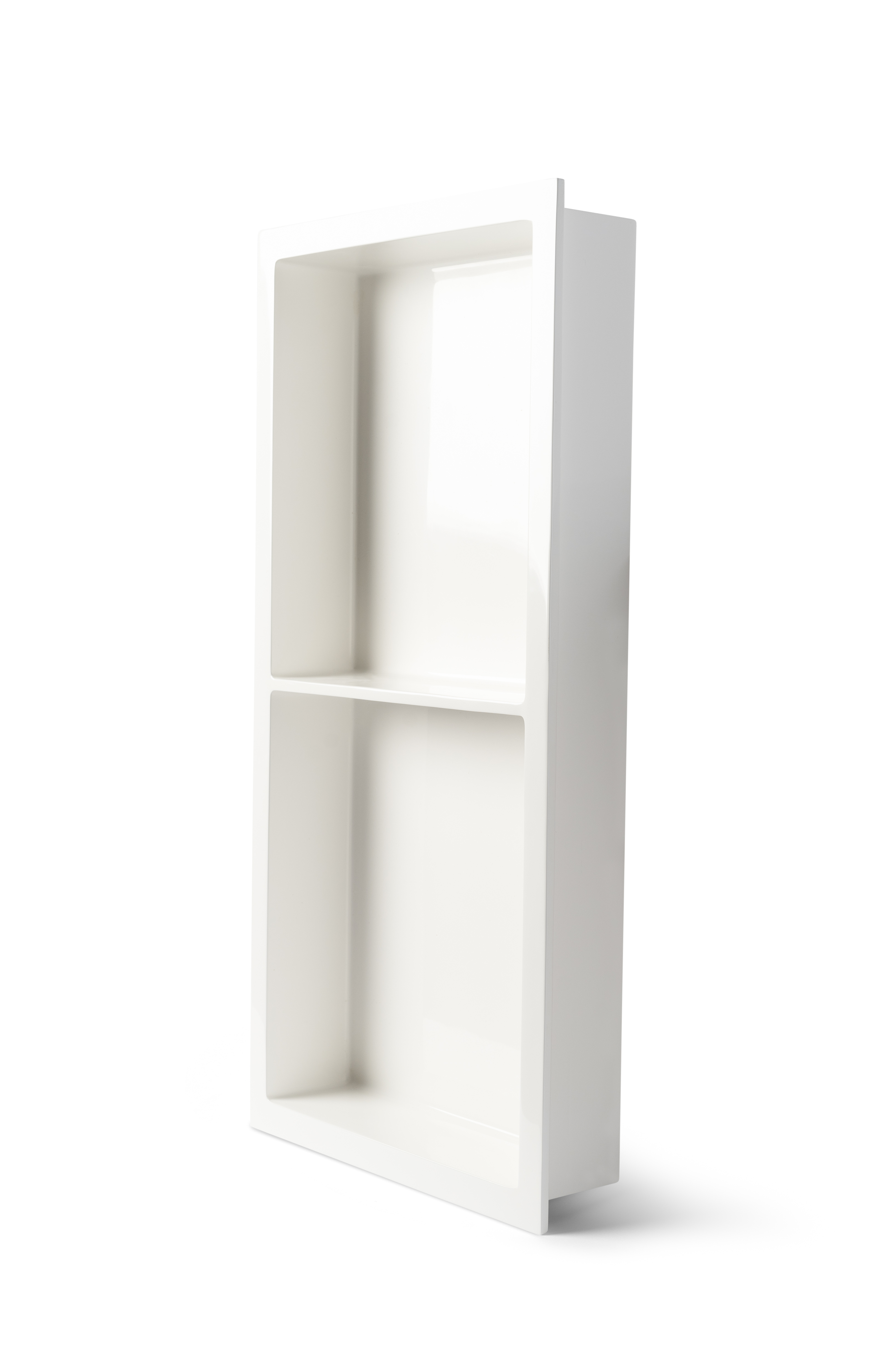 Luca inbouwnis MET FLENS 59.5x29.5x7cm met 2 schappen mineral stone Glans wit LUVA1433