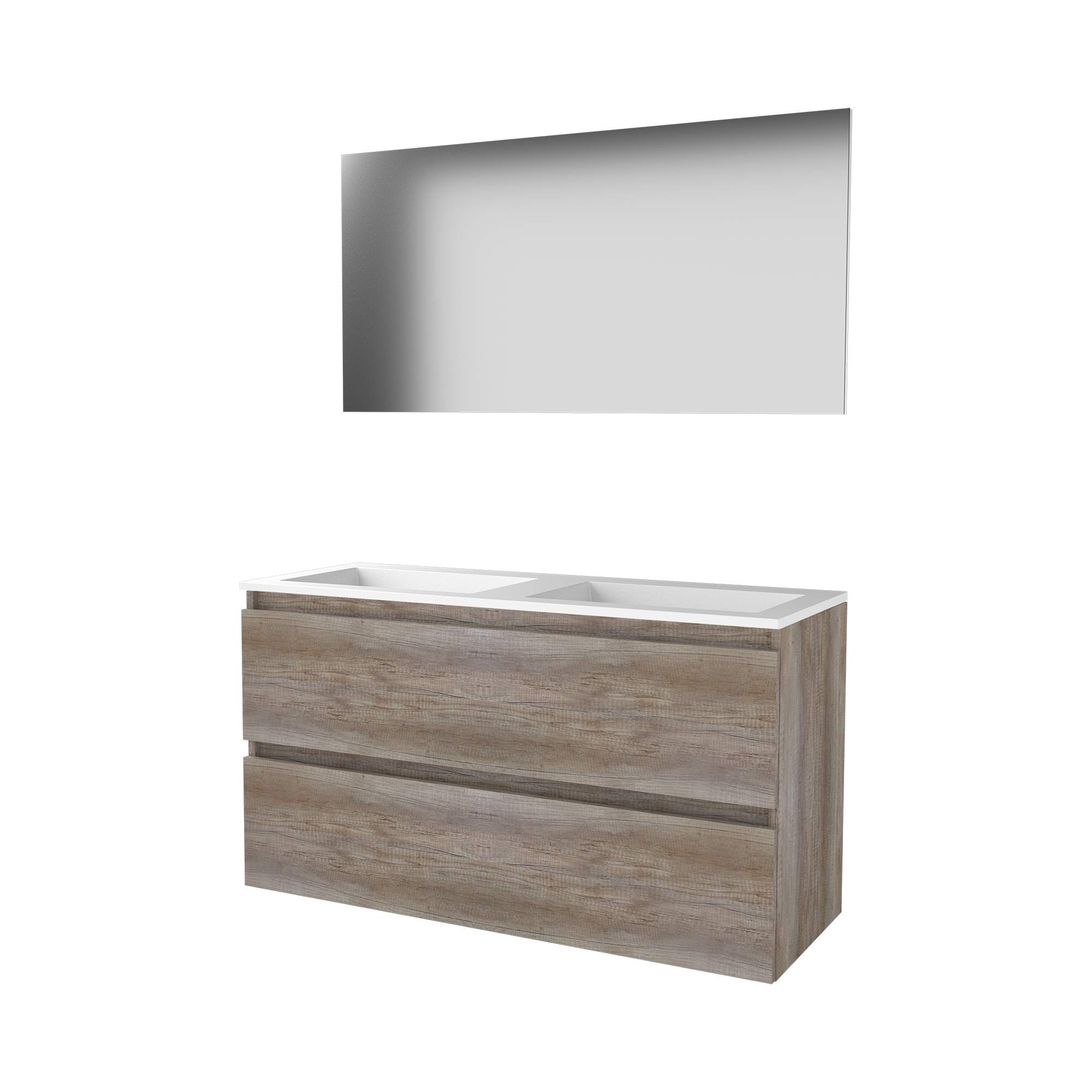 Basic Basic 46 onderk. GL incl. 2 la + Acryl wast. z. krgt. incl. spg. op plaat B1200xD460 Scotch Oak / 1809163