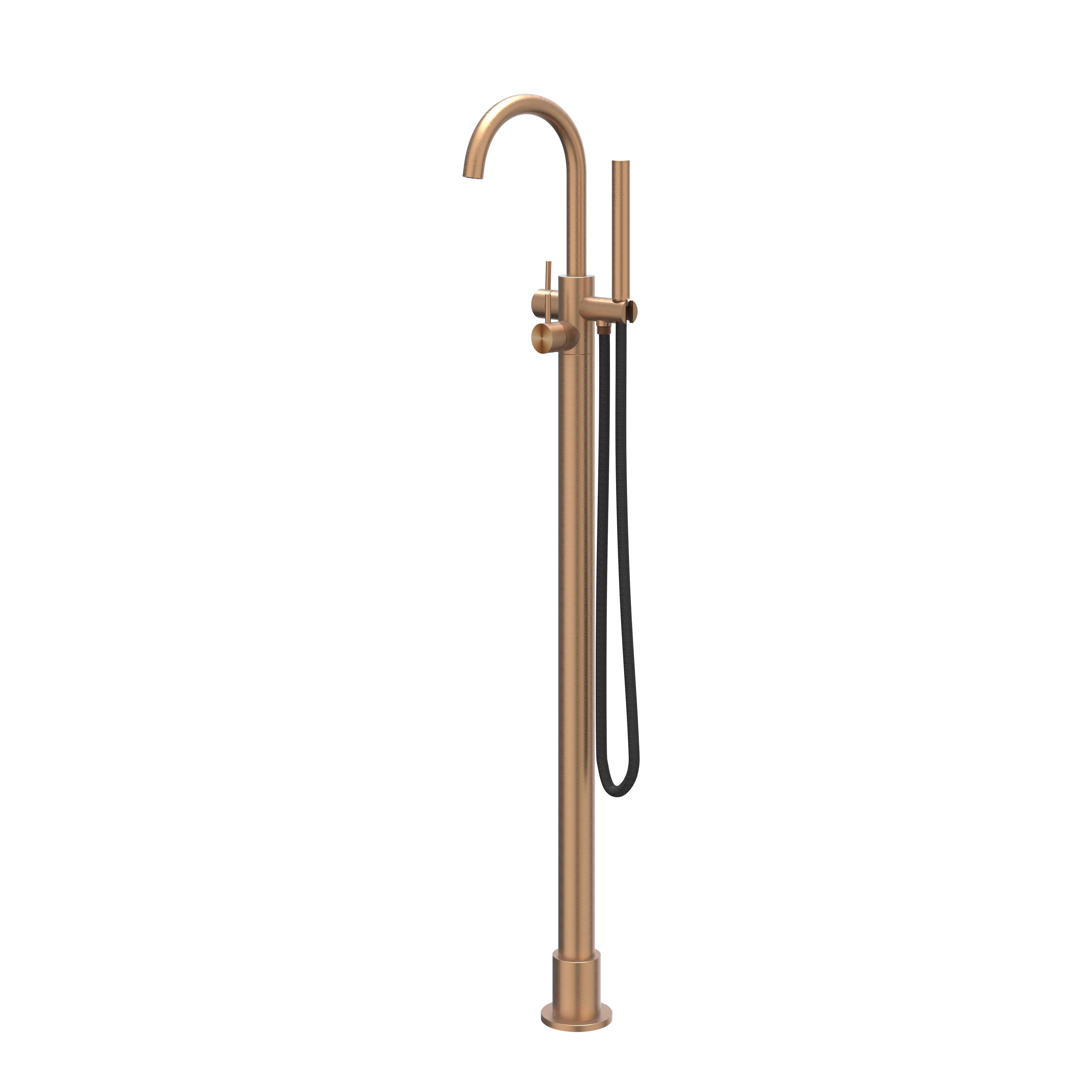 IVY Concord Badkraan vrijst. m/draaibare uitloop incl box en staafhandd 6303103 RVS316 gebr. mat koper PVD