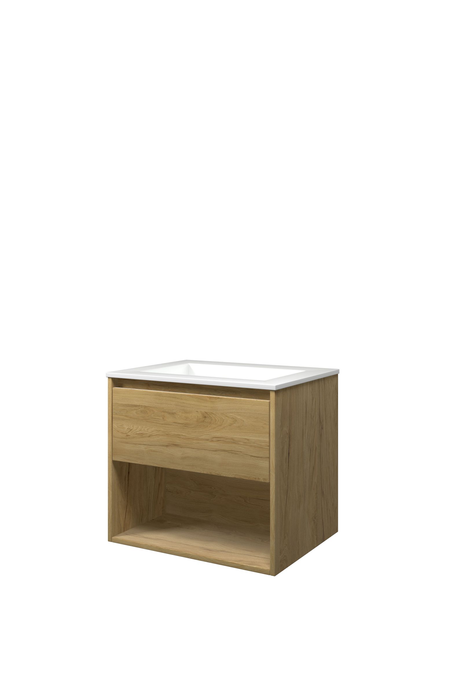 Proline set polystone Elegant wast. z. krgt. en onderk. met schap 1815902 Ideal oak/Glans wit H540xB600xD460