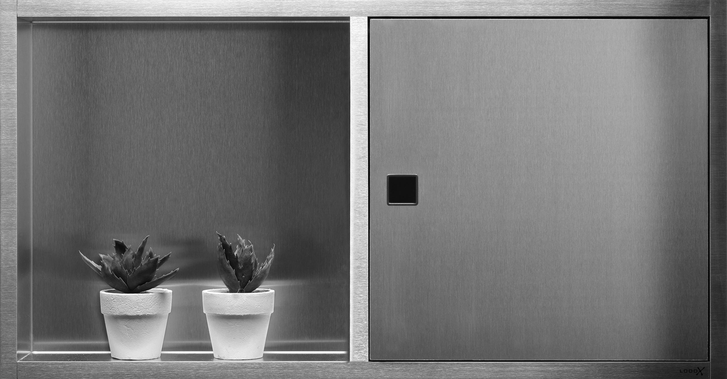 LoooX inbouwnis 600 x 300 mm met deur RVS geborsteld BOX60D