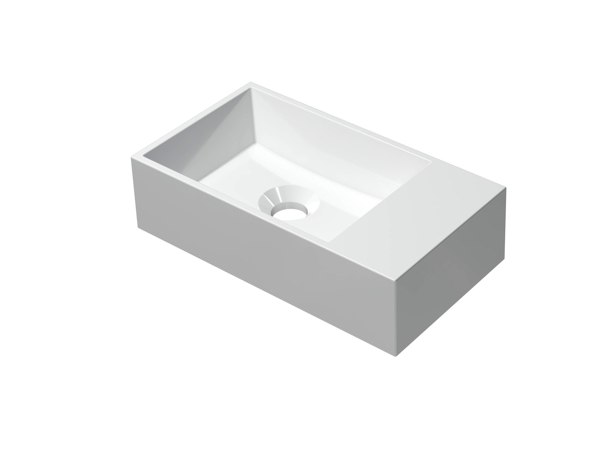 INK Contra Fontein Polystone vierkant z. krgt. rechts 3403041 Glans wit H100xB400xD220