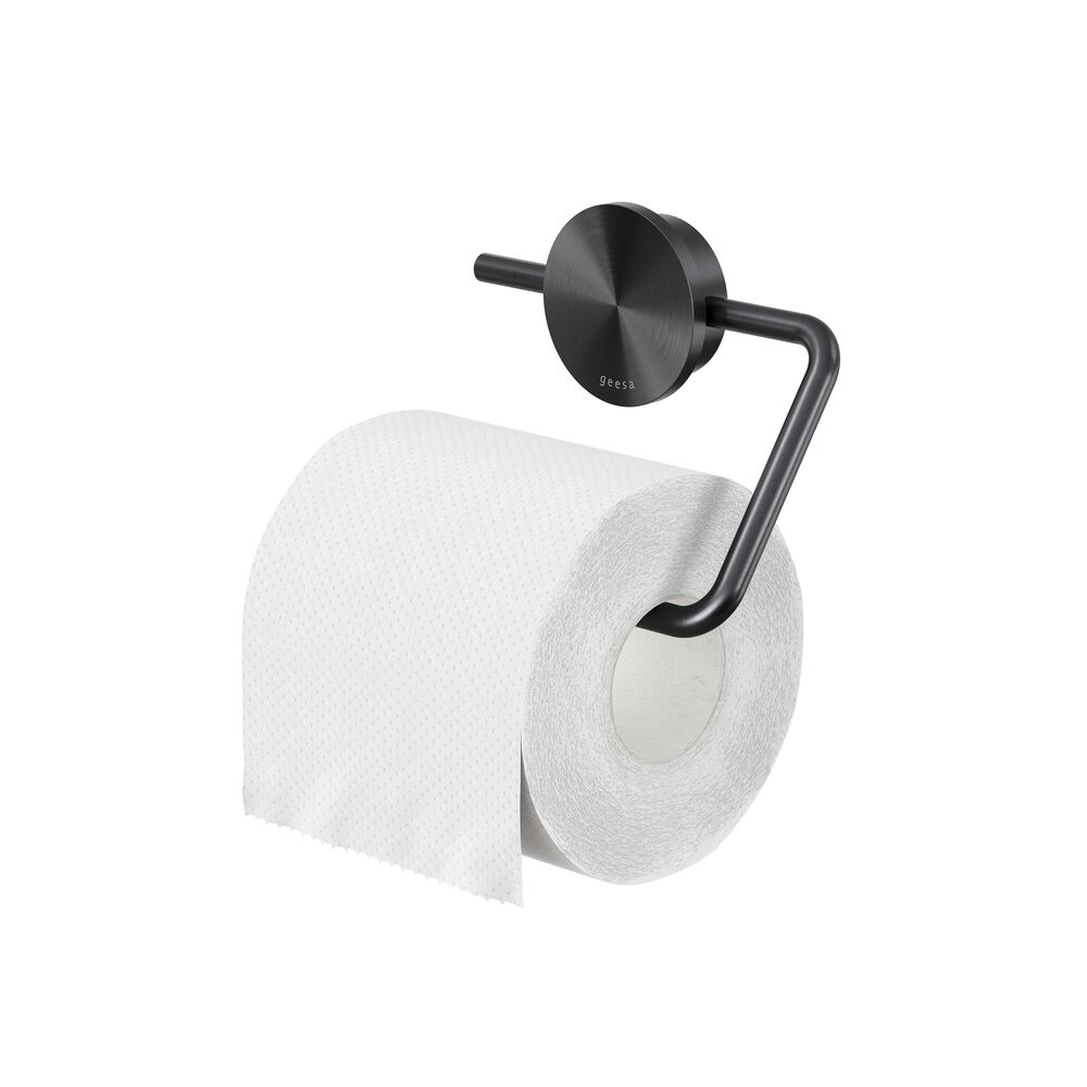 Geesa Opal toiletrolhouder zonder klep 917209-09 geborsteld zwart metaal