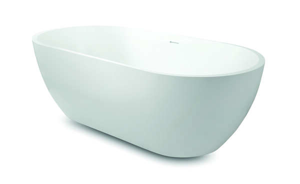 Luca vrijstaand bad van mineral stone met overl. 160x80x54h Wit glans