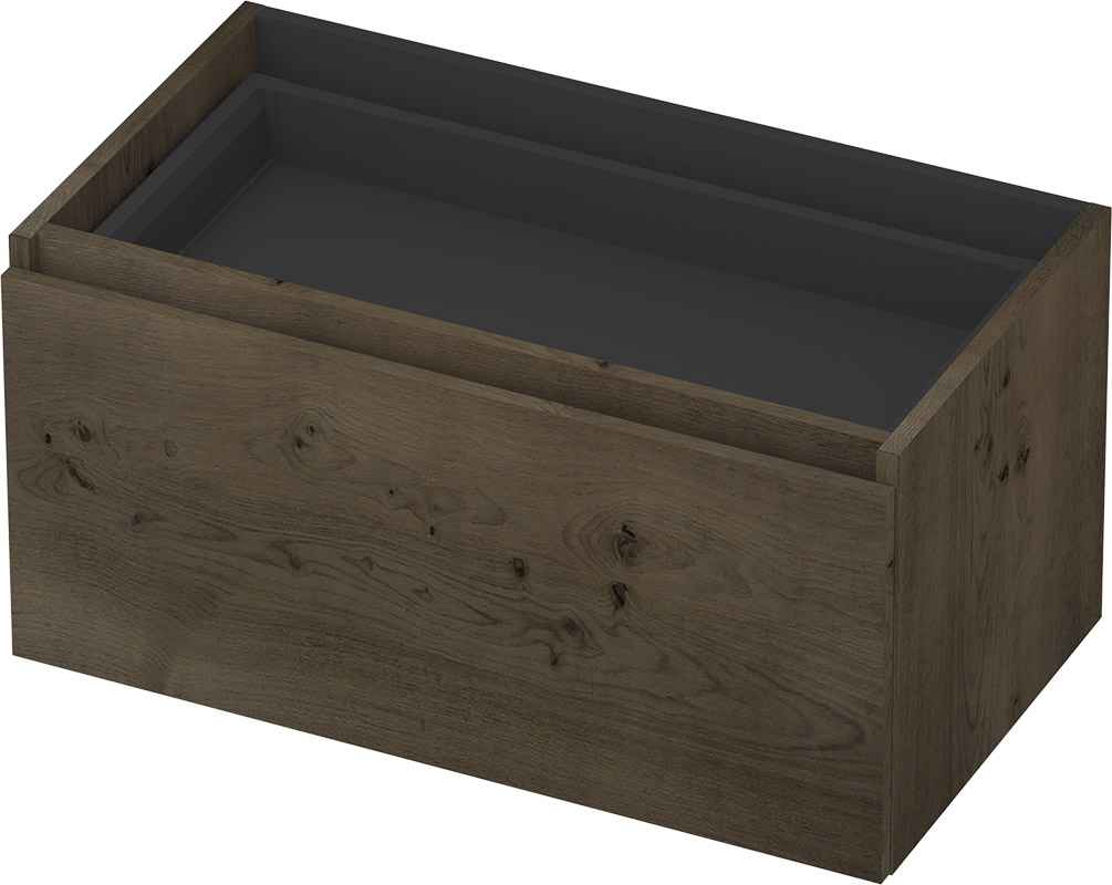 INK Fineer onderkast 1L m. binnenla gr.loos houten keerlijst fineer z. uitsparing 1221324Z Charcoal H400xB800xD450