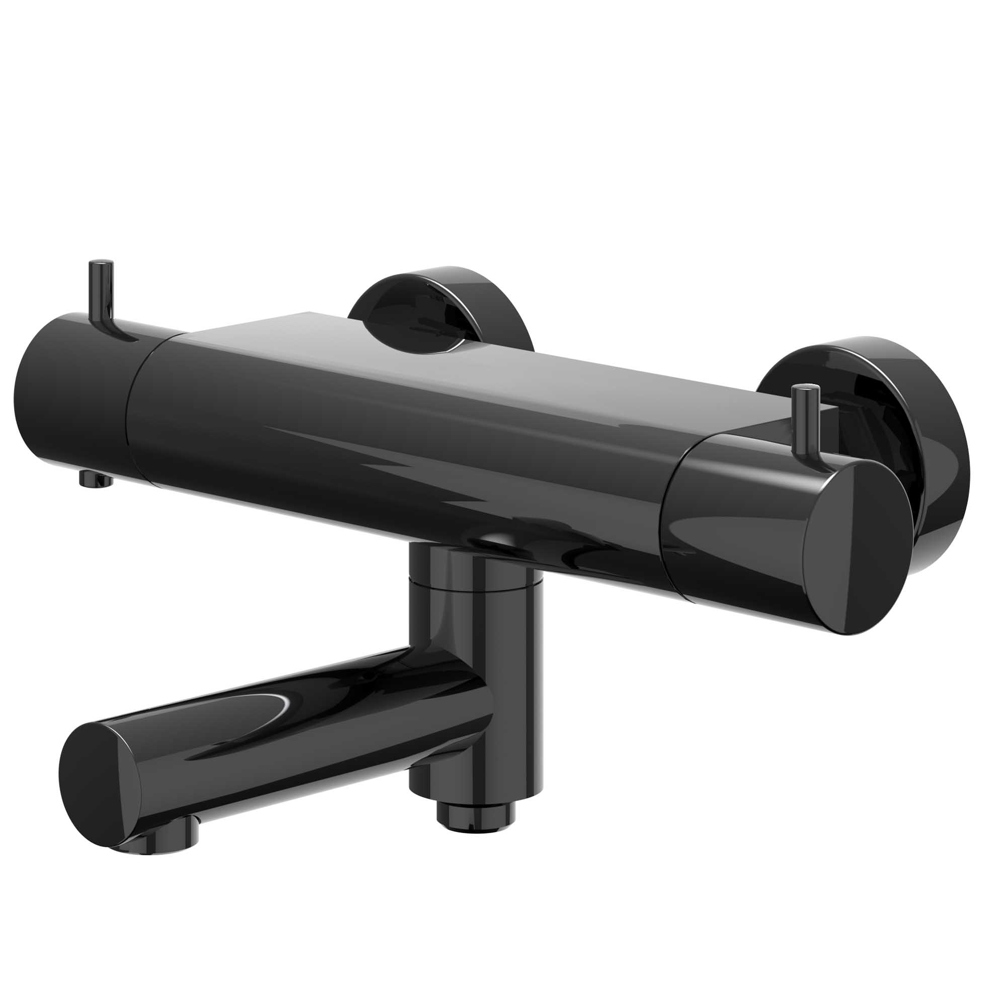 IVY Bond Badtherm.kraan opbouw m/wegdraaibare baduitloop m/omstel 6301007 Zwart chroom PVD