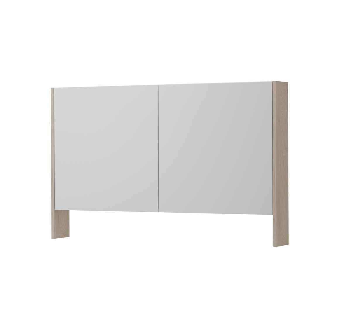 INK SPK3 Spiegelkast met dubbel gesp. deuren 2 deuren icm open planchet en stopc./schak. 1110280 Ivoor eiken Afm. 1200x140x740