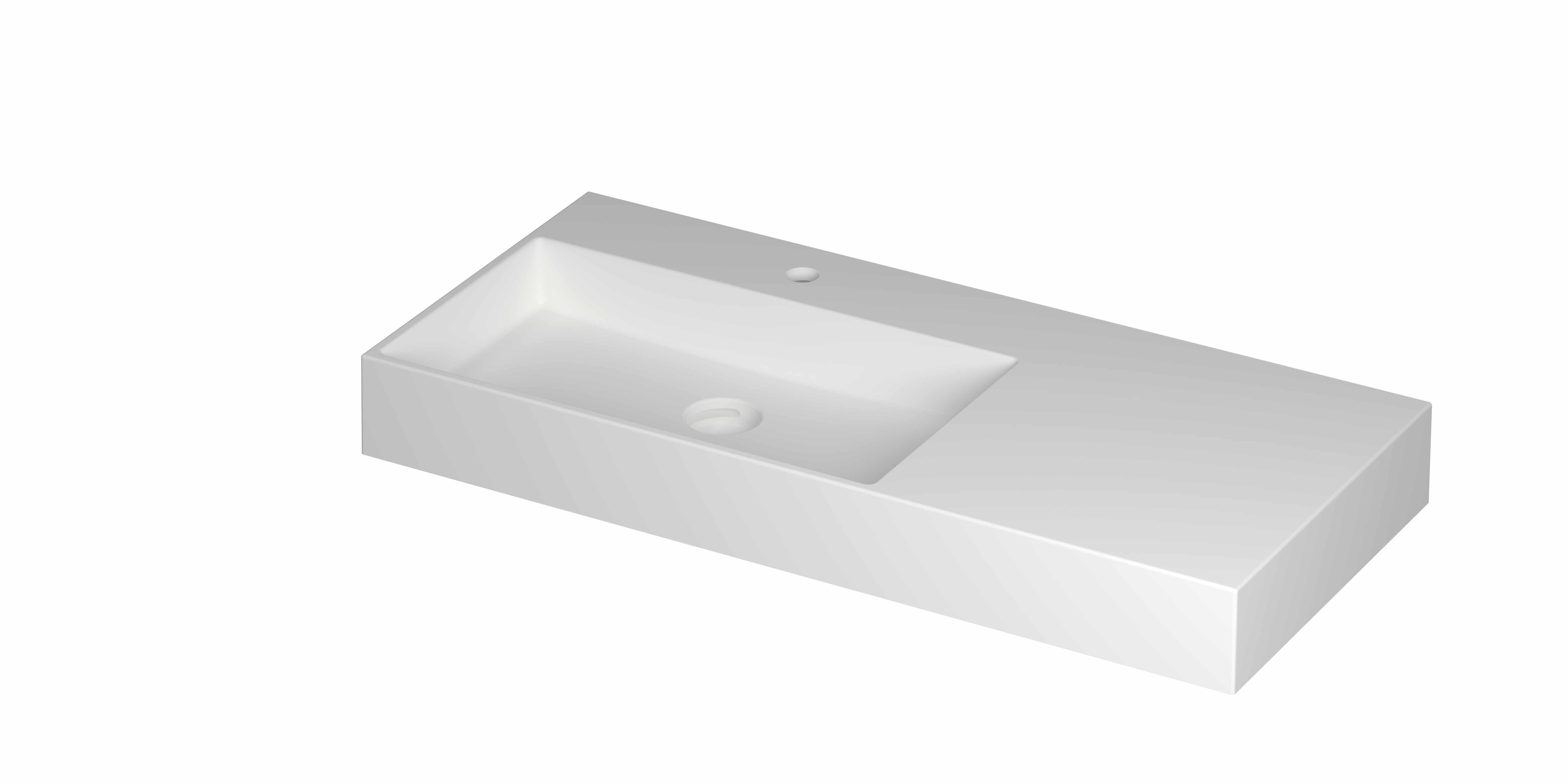 INK United wast. porselein links met 1 krgt. incl. keram. click plug en verb. overl. syst. 0206412 Mat wit 1000x450x110