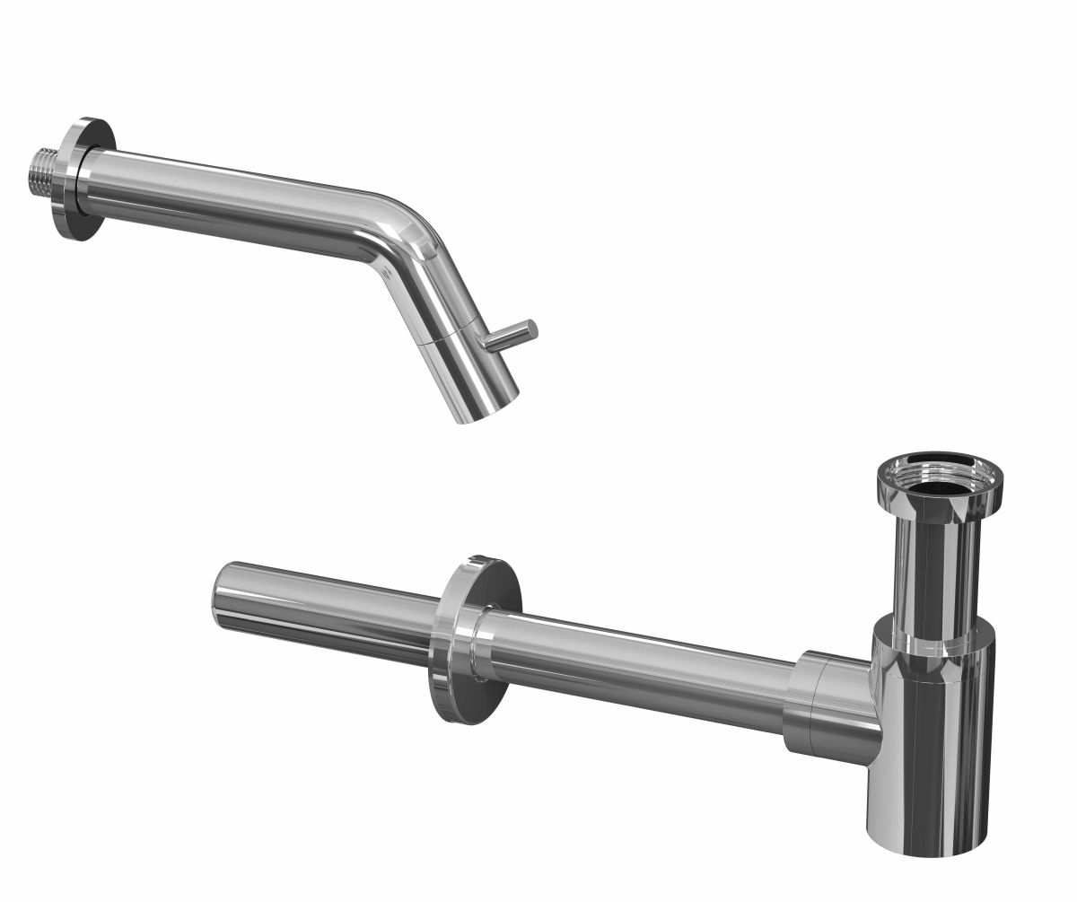 INK set 3B fonteinkraan wandmodel en design sifon 9902450 Chroom
