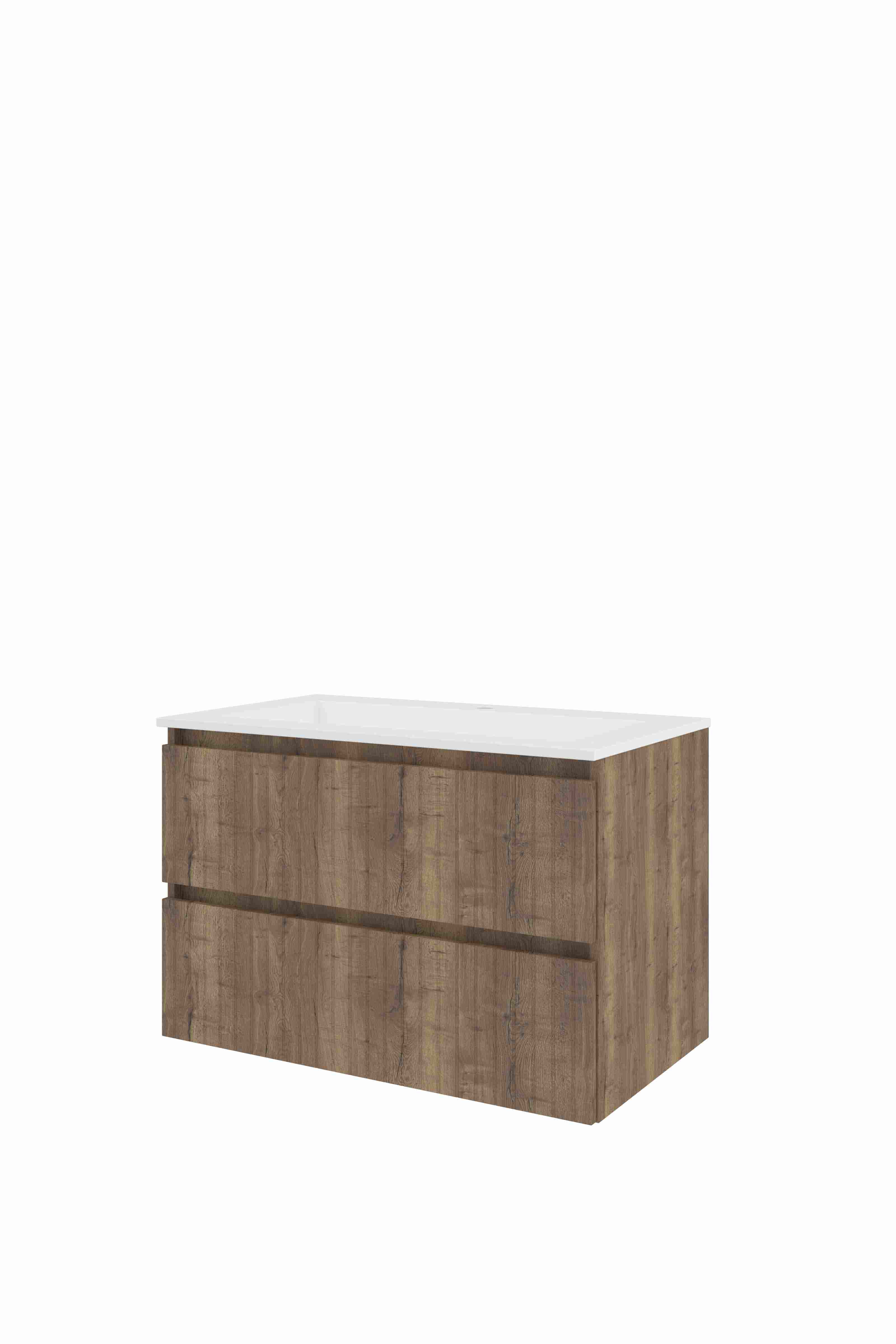 Proline Set polystone Elegant wast. met 1 krgt. en onderkast sym. gefr. 1818433 Terra oak/Glans wit 800x460x540