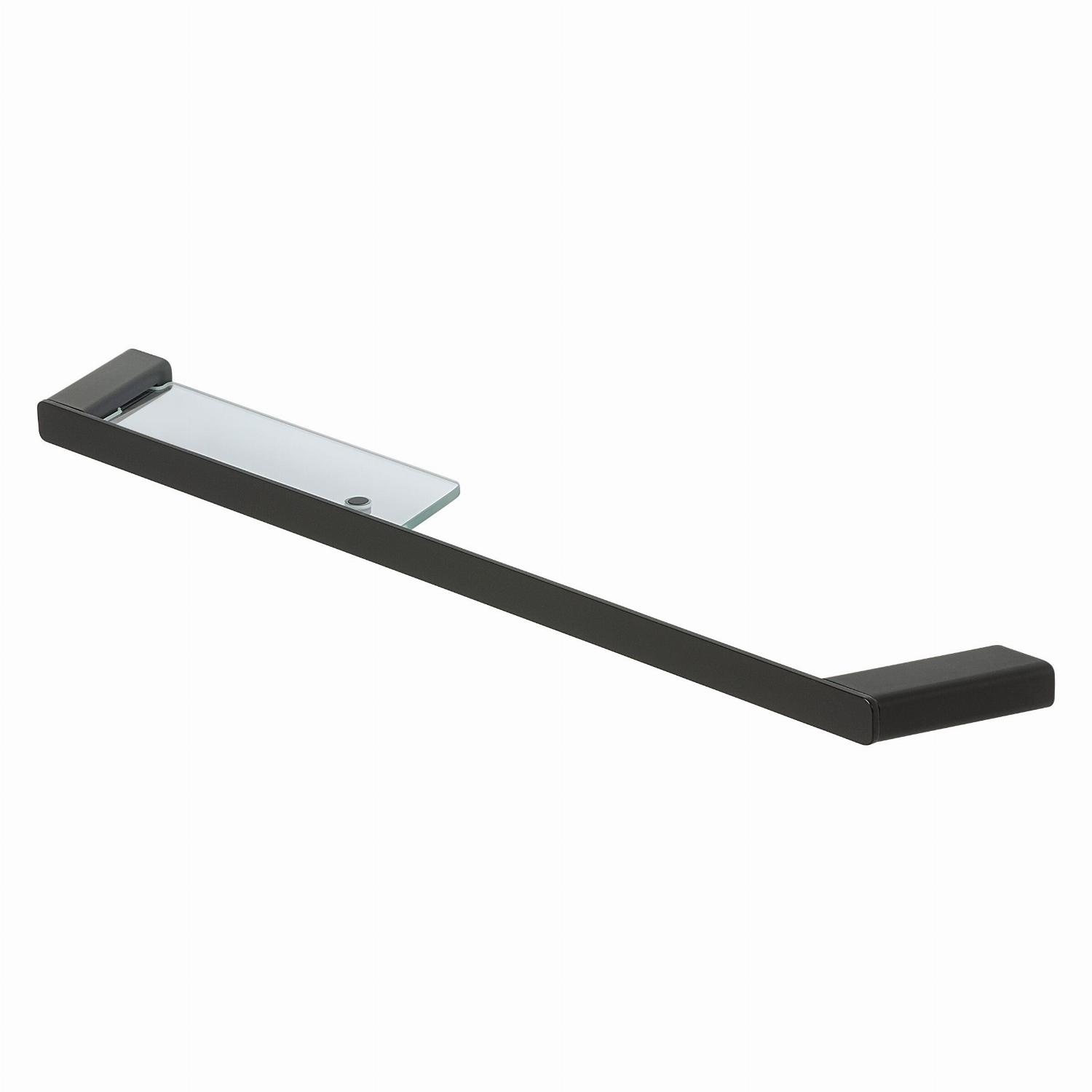 Geesa Shift handdoekrek zwart met planchet van transparant glas 919954-06-850