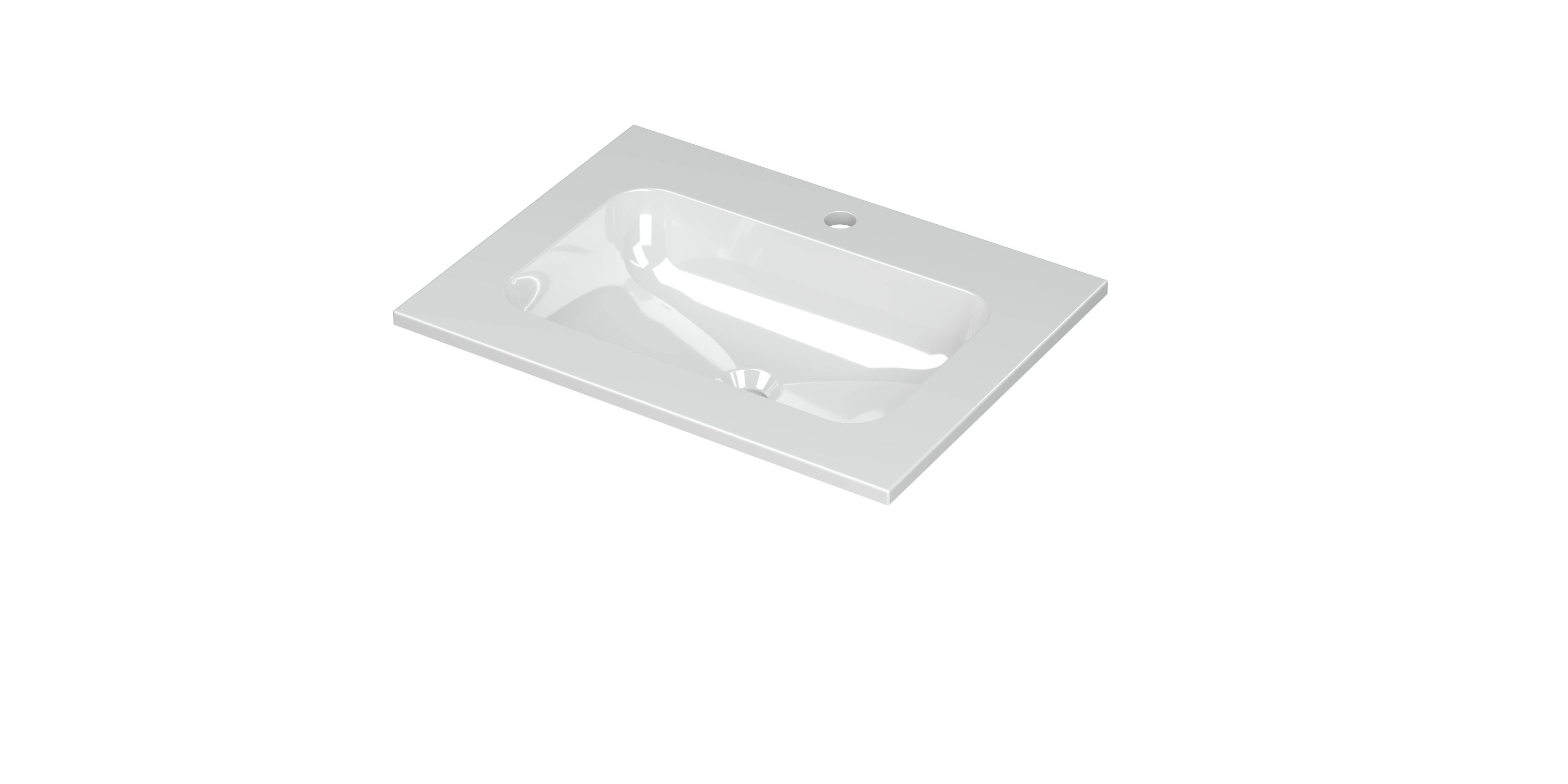 INK Aspekt wastafel pors. m. kom 45 centraal m. 1 krgt. 207001 Glans wit H25xB15xD600