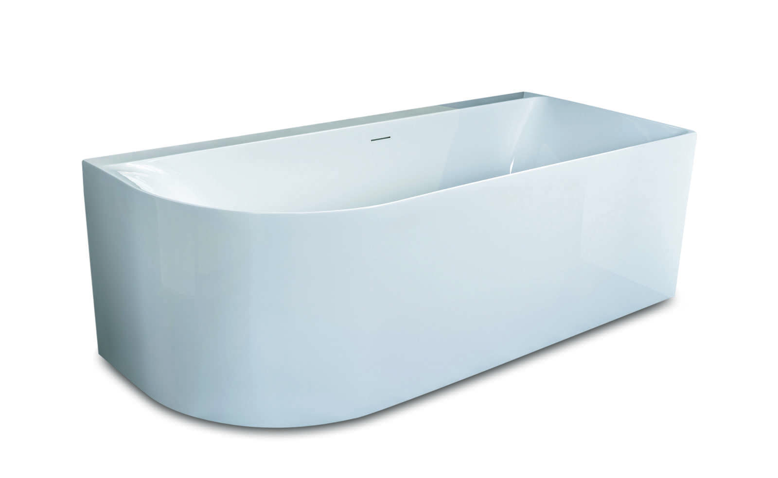 Luca vrijstaand hoekbad links afgerond met overloop 165x75x60 Wit glans