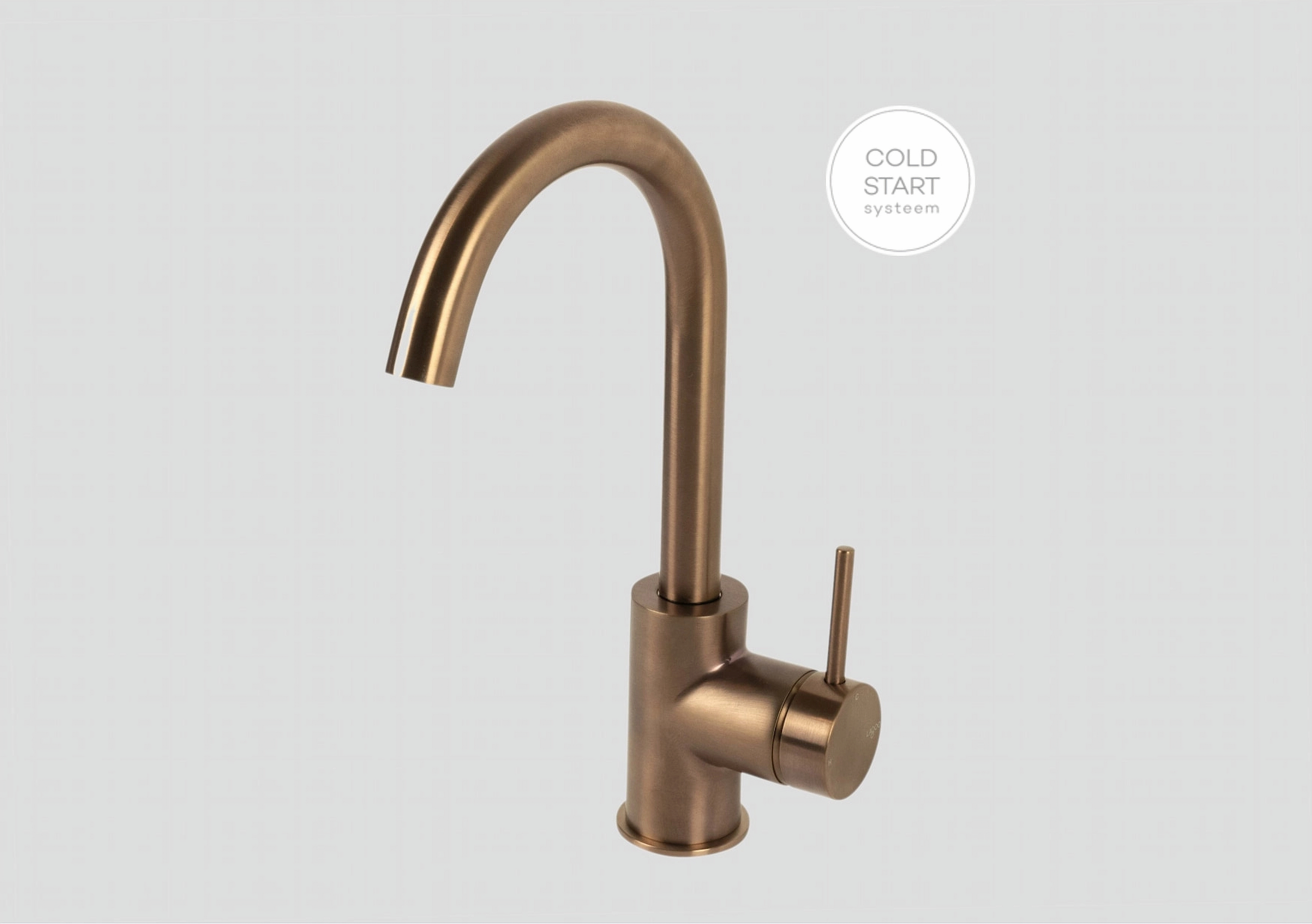 Lagoo Garda wastafelmengkraan met hoge draaibare uitloop G1110BK Brushed Copper PVD