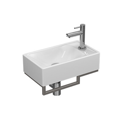 Proline pack porselein m. krgt. R fontein stalen frame geb. rvs kraan sifon plug + bev. Glans wit/Chroom / 1805192P