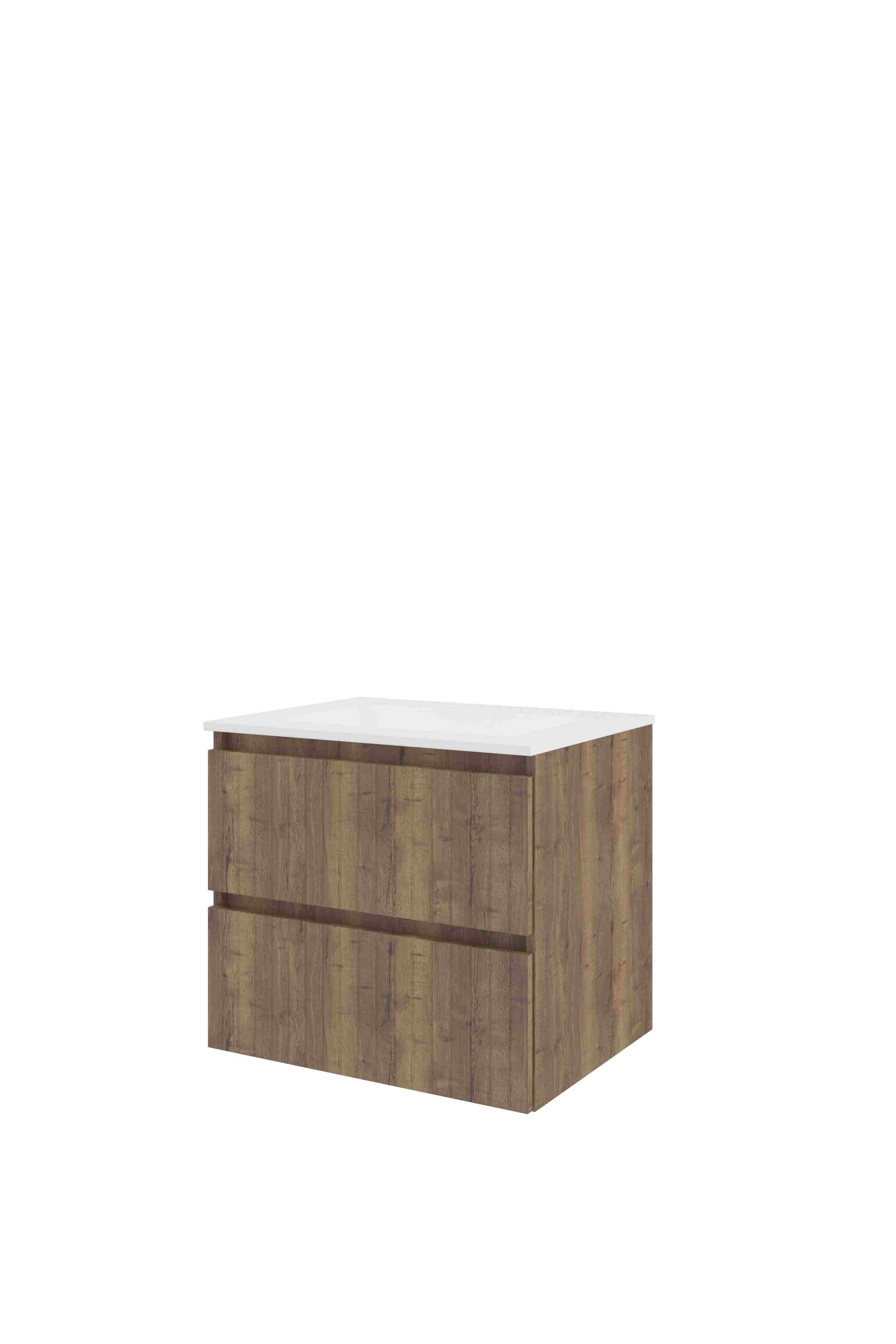 Proline Set polystone Elegant wast. z. krgt. en onderkast sym. gefr. 1818403 Terra oak/Mat wit 600x460x540