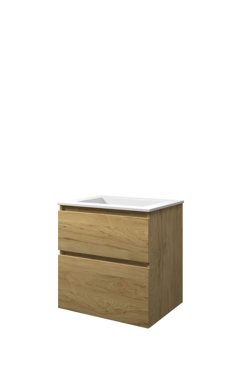 Proline set polystone Elegant wast. z. krgt. en onderk. a-sym. 1816322 Ideal oak/Mat wit H620xB600xD460