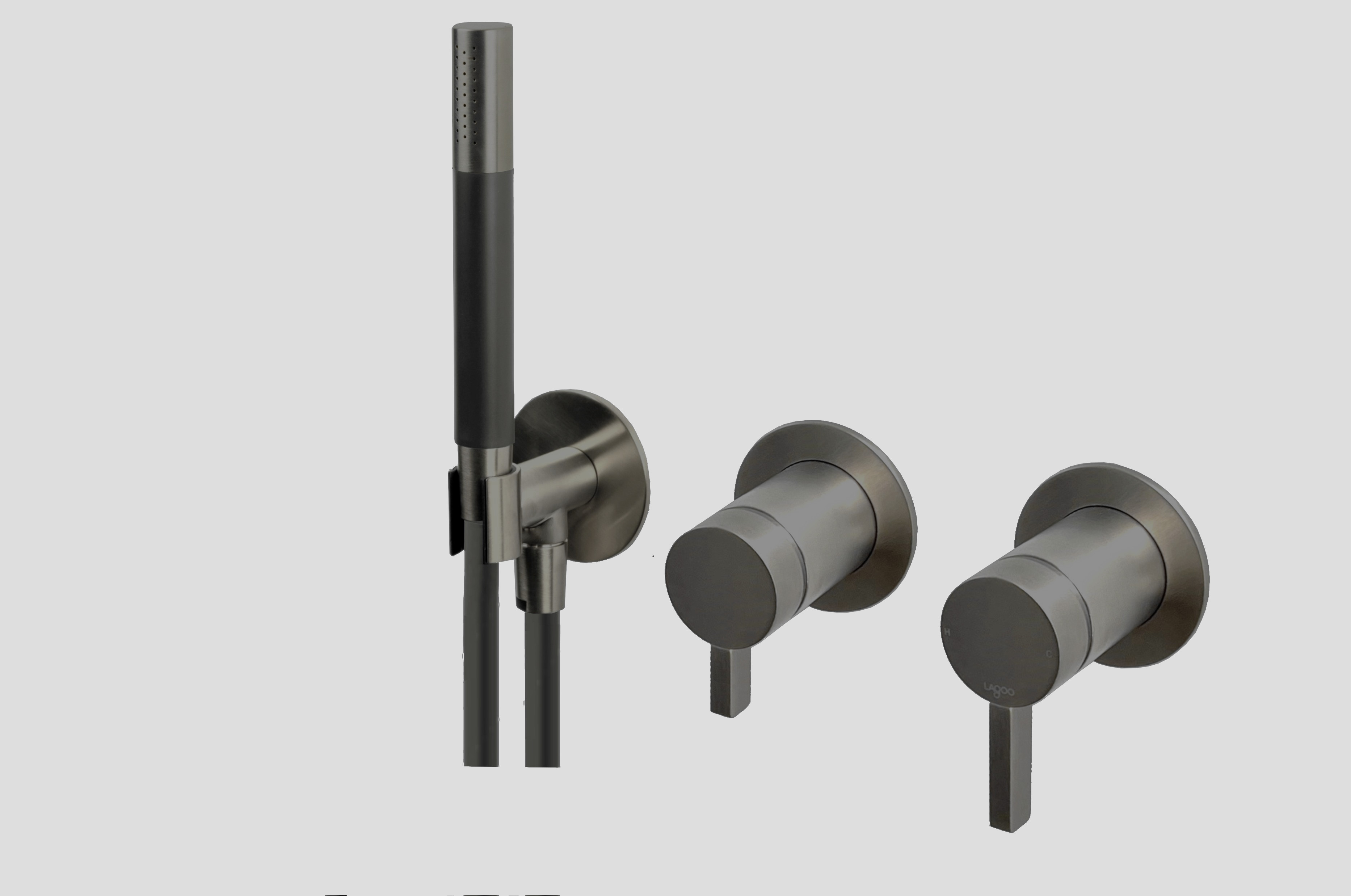 Lagoo Como Inbouw douche-/badmengkraan m. omstel afbouwdeel en handdouche CM3218GM Brushed Gun Metal PVD