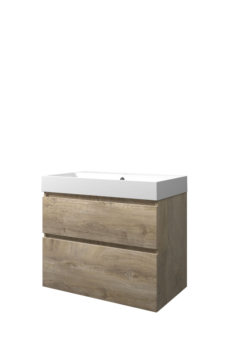 Proline set polystone Loft wast. met 1 krgt. en onderk. a-sym. 1817071 Raw oak/Mat wit H700xB800xD460