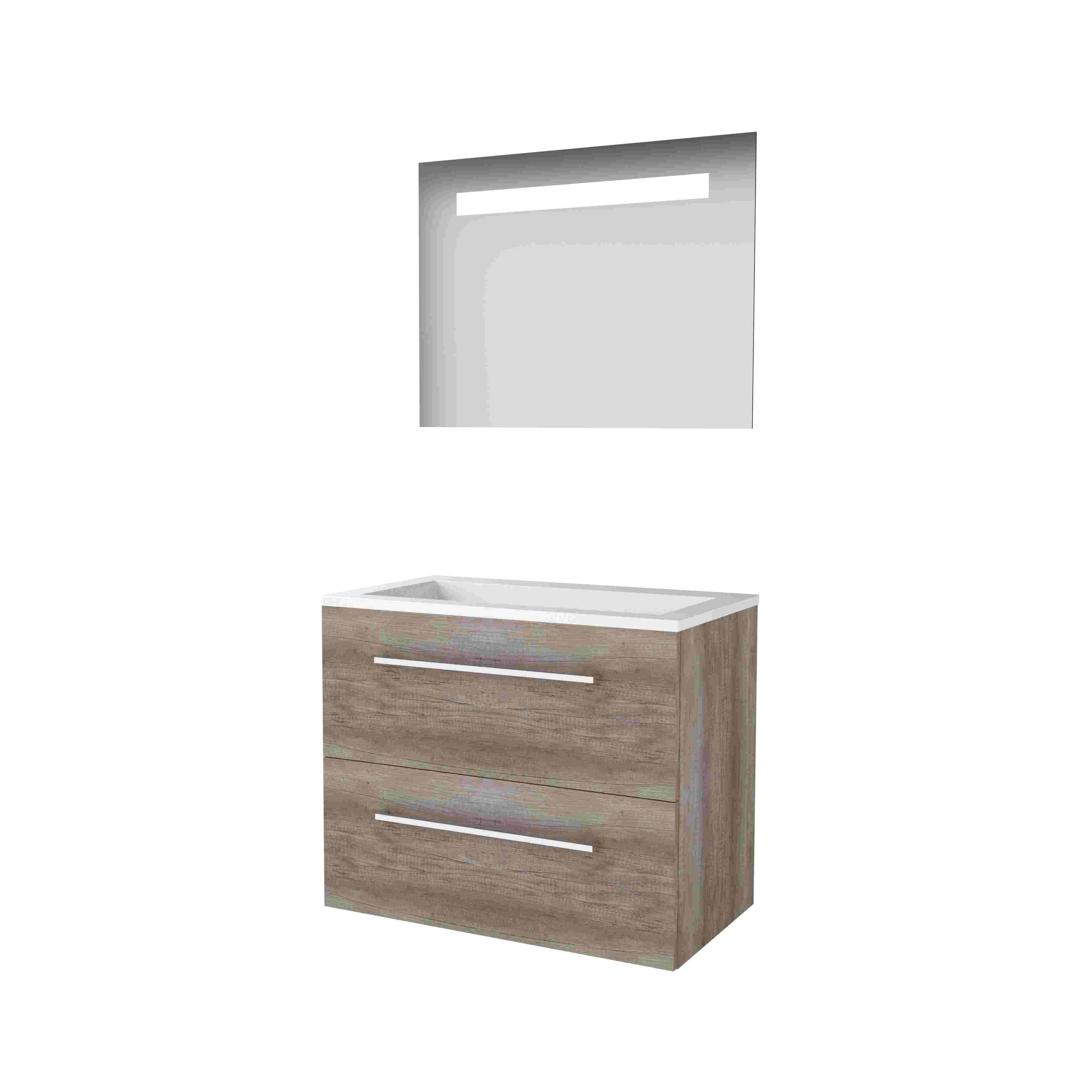 Basic Economic 46 set 80x46cm met gr. 2 la Acryl wast. 0 krgt. incl. spiegel m. verl. E46GR80A0SO Scotch Oak