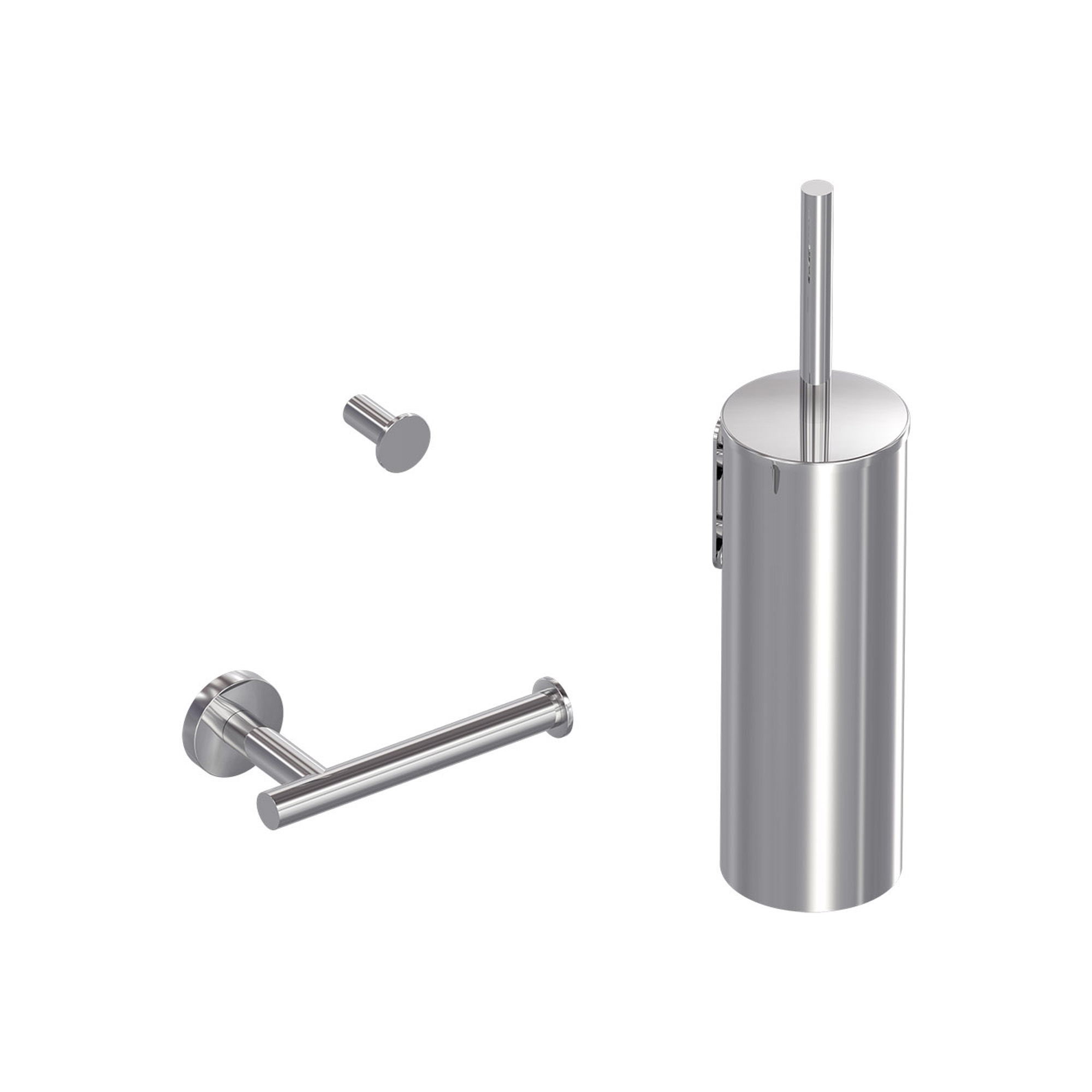 MAY Accessoireset bestaande uit borstelgarnituur toilethaakje en rolhouder 6801351 Chroom