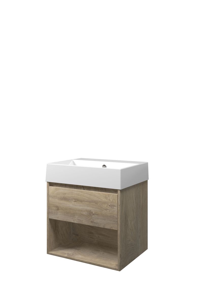 Proline set porselein Loft wast. z. krgt. en onderk. met schap 1815301 Raw oak/Glans wit H620xB600xD460
