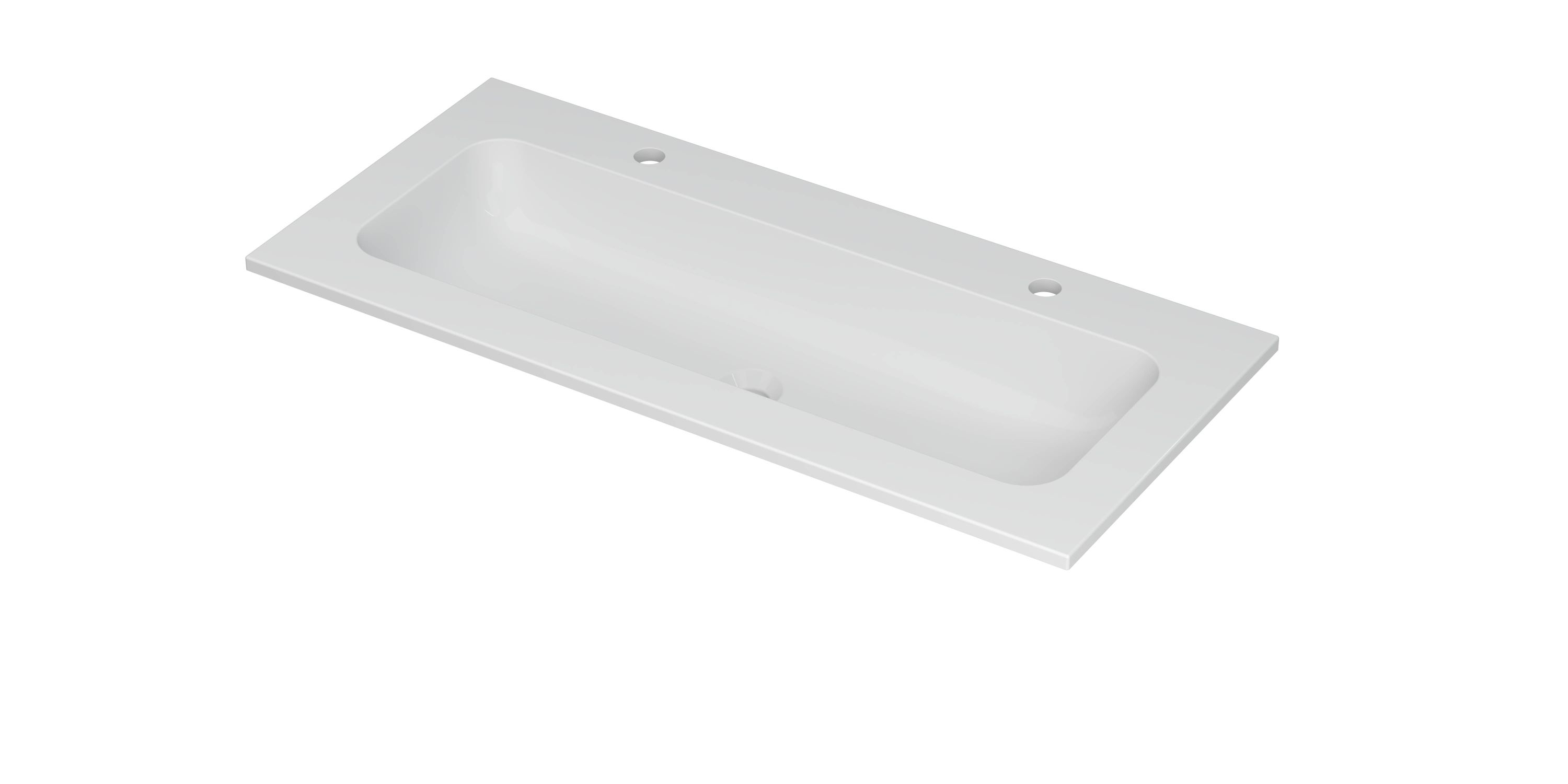 INK Aspekt wastafel pors. m. kom 45 centraal m. 2 krgt. 207222 m. wit H25xB15xD1000