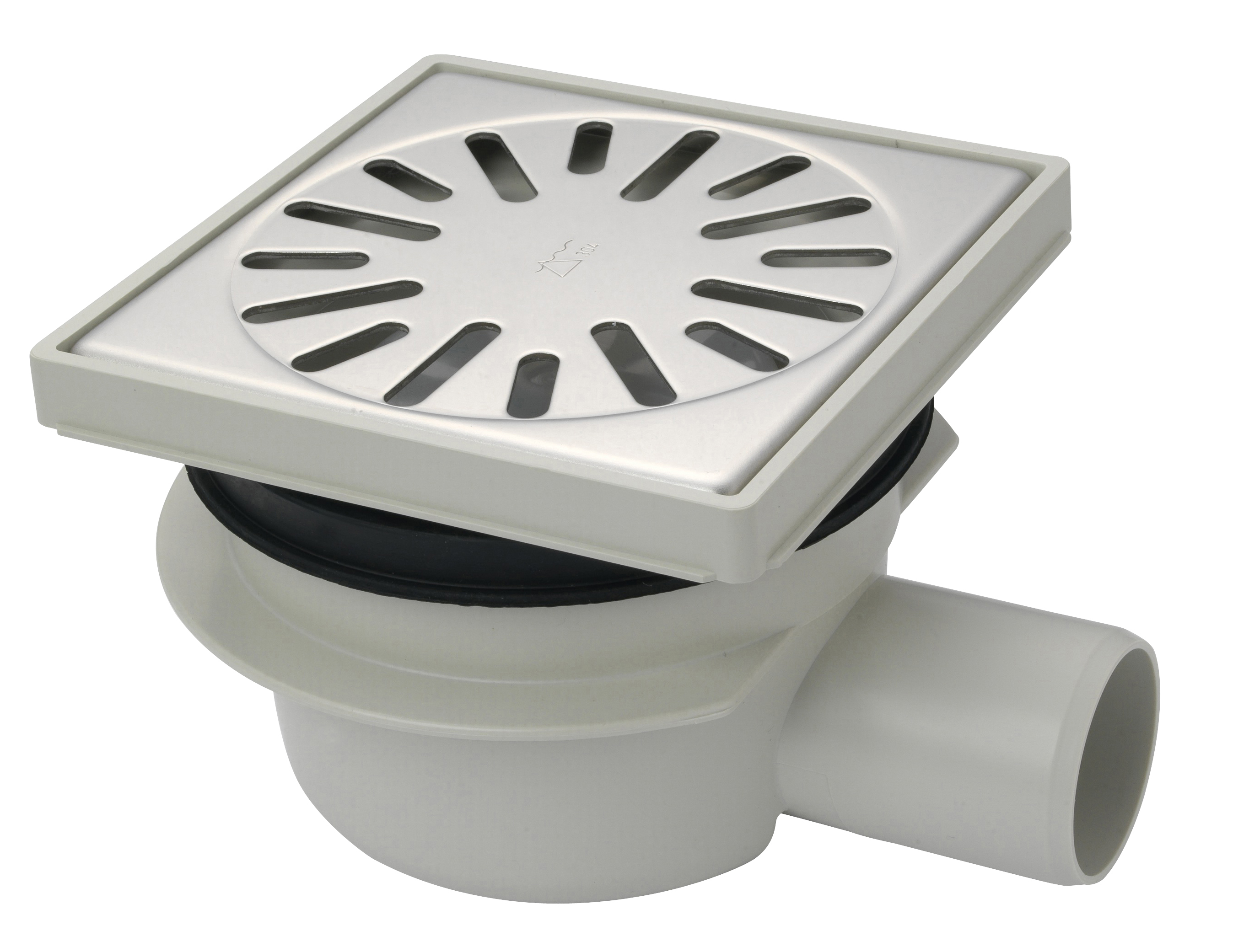 Aquaberg ABS put m/RVS rooster zij-uitlaat verstelbaar vert-hor 4616 15x15cm