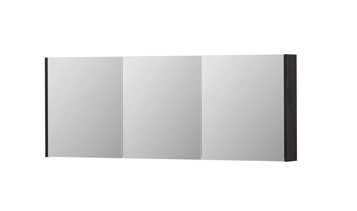 INK SPK1 spiegelkast m. 3 dubbelzijdige spiegeldeuren en stop/schak. 1110815 Houtskool eiken H600xB1600xD140