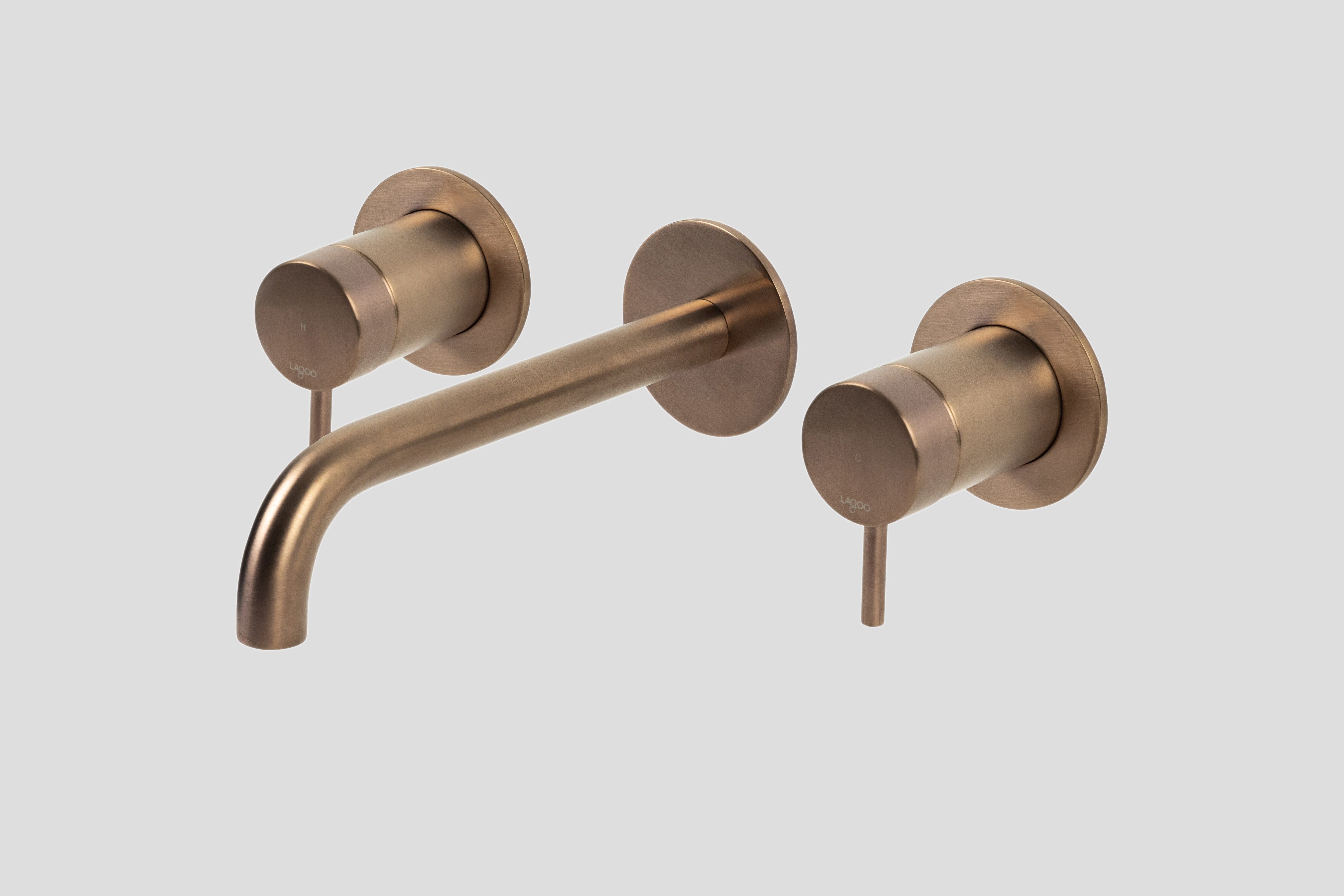 Lagoo Garda inbouw wastafelmengkraan 2 greeps afb.deel met uitloop 19 cm G1204-19BK Brushed Copper PVD