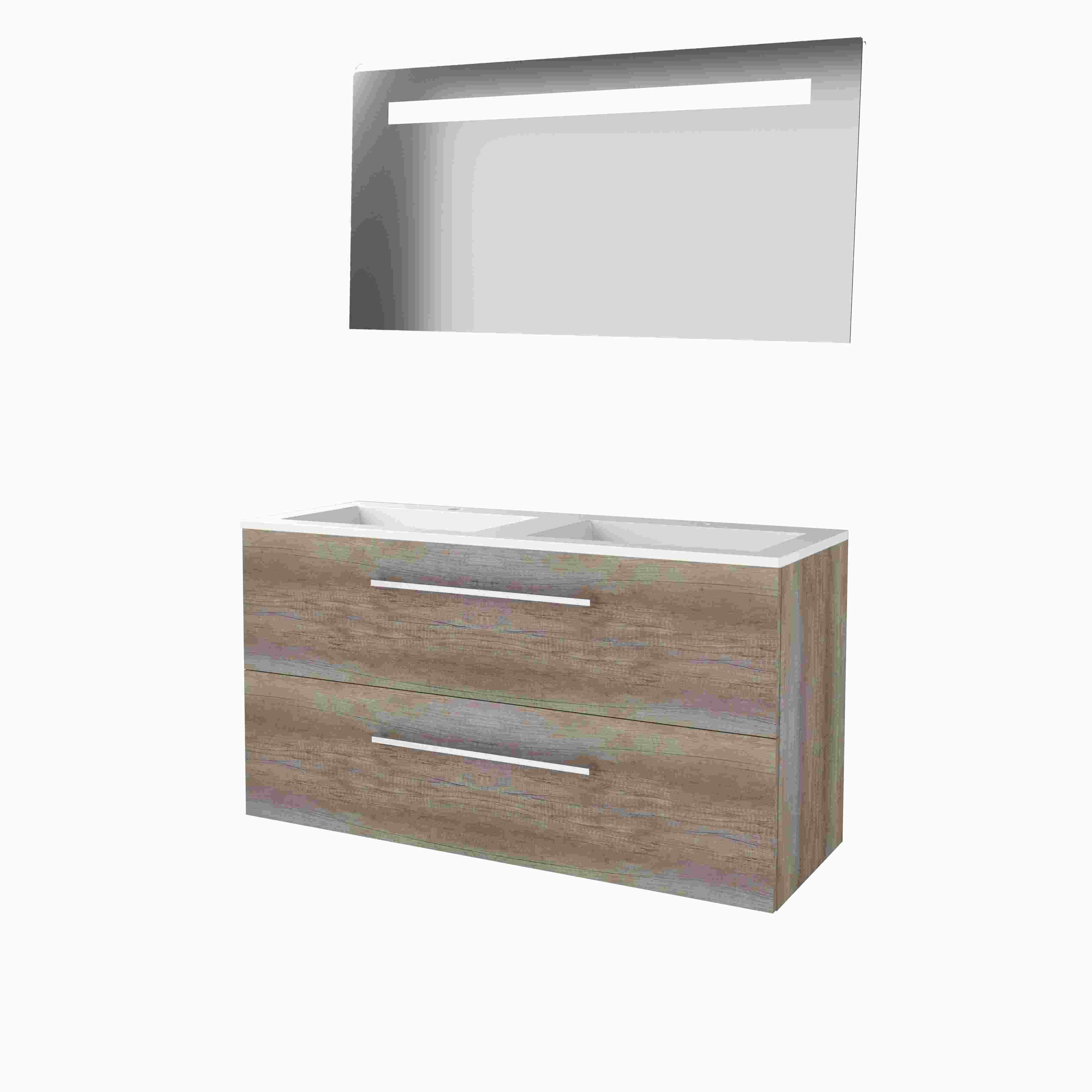 Basic Economic 46 set 120x46cm met gr. 4 la Acryl wast. 2 krgt incl. spiegel m. verl. E46GR120A2SO Scotch Oak