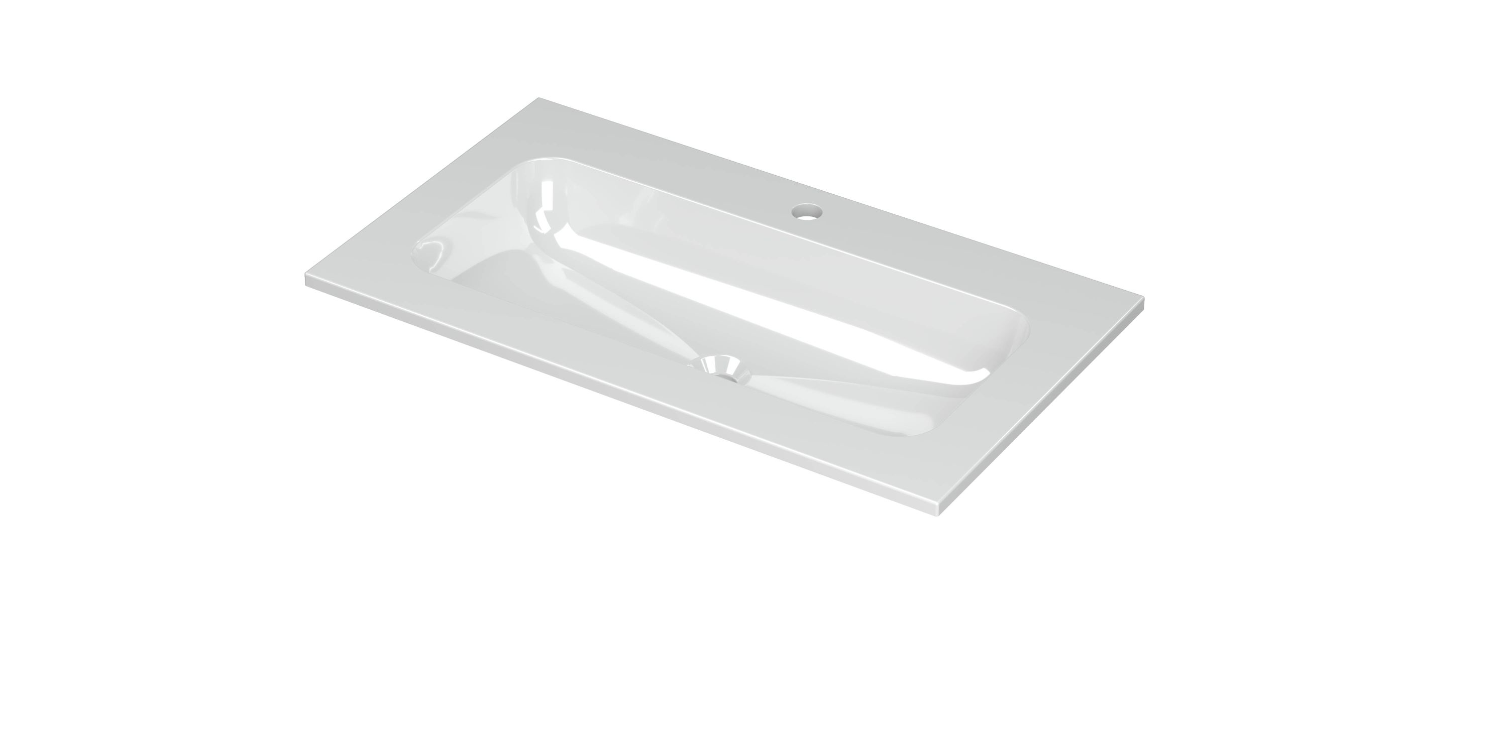 INK Aspekt wastafel pors. m. kom 45 centraal m. 1 krgt. 207011 Glans wit H15xD450xB800