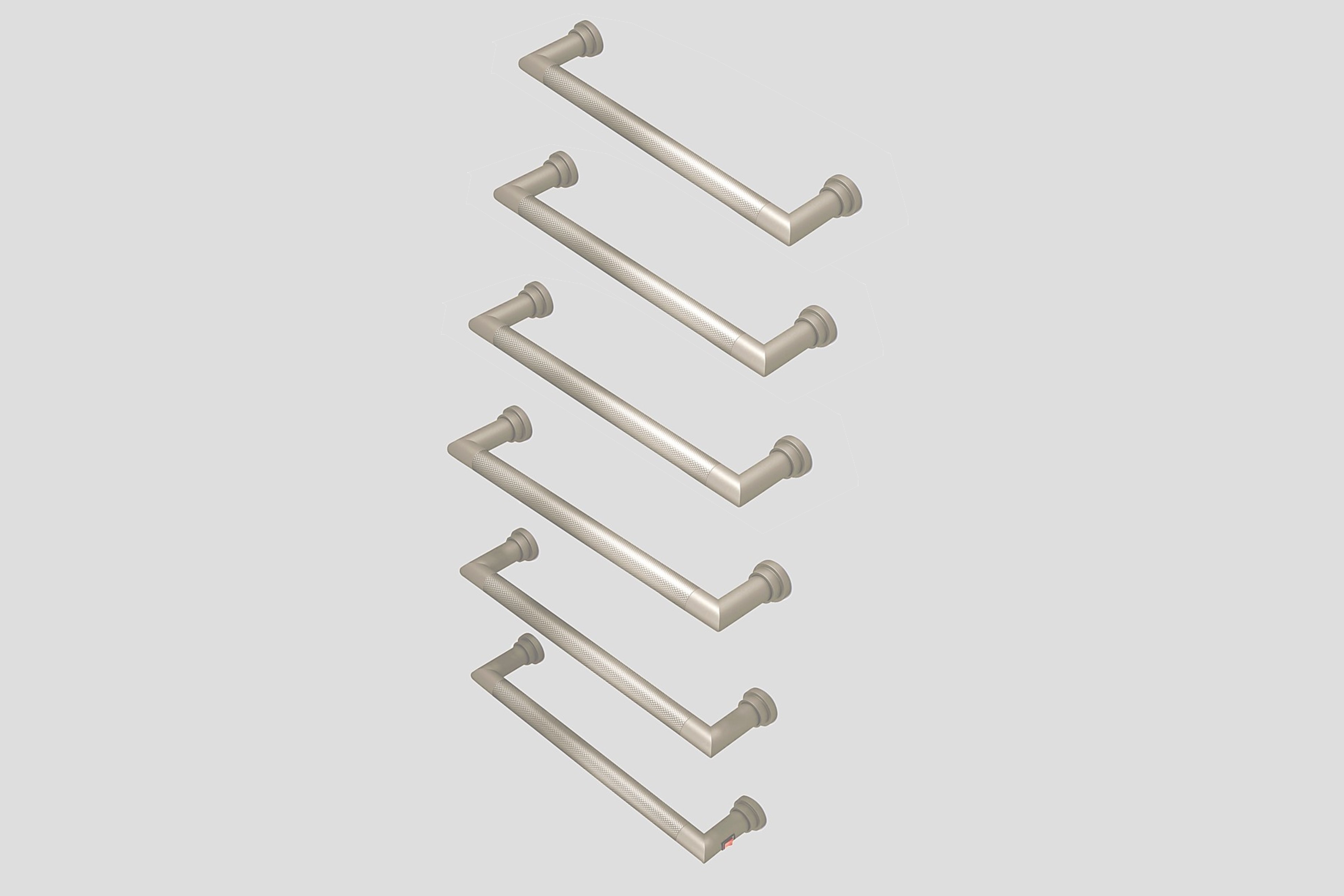 Lagoo Elektrische handdoekwarmer 6 stangen waarvan 1 met aan-uit G6306BN Brushed Nickel