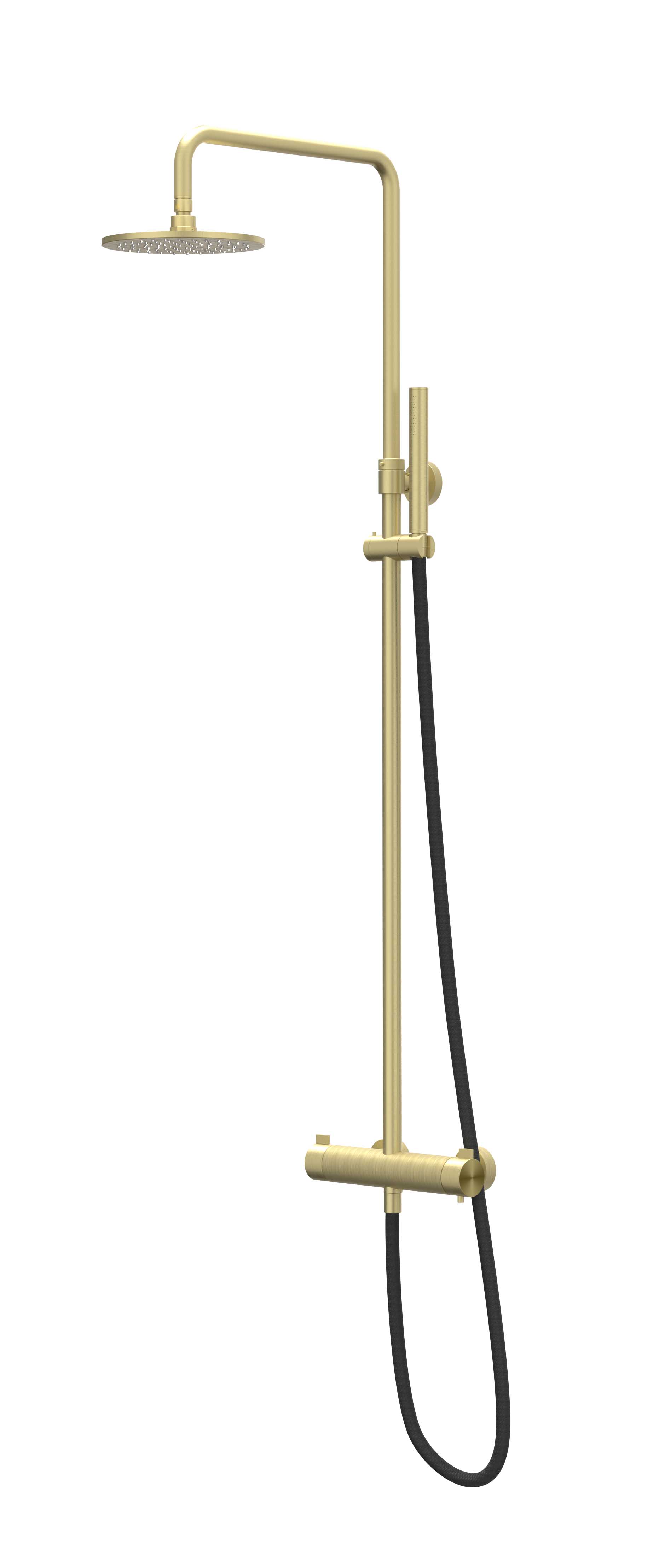 IVY Tribe Doucheset opbouw set R25cm me en staafmodel CST1IMPAB RVS316 gebr. mat goud PVD