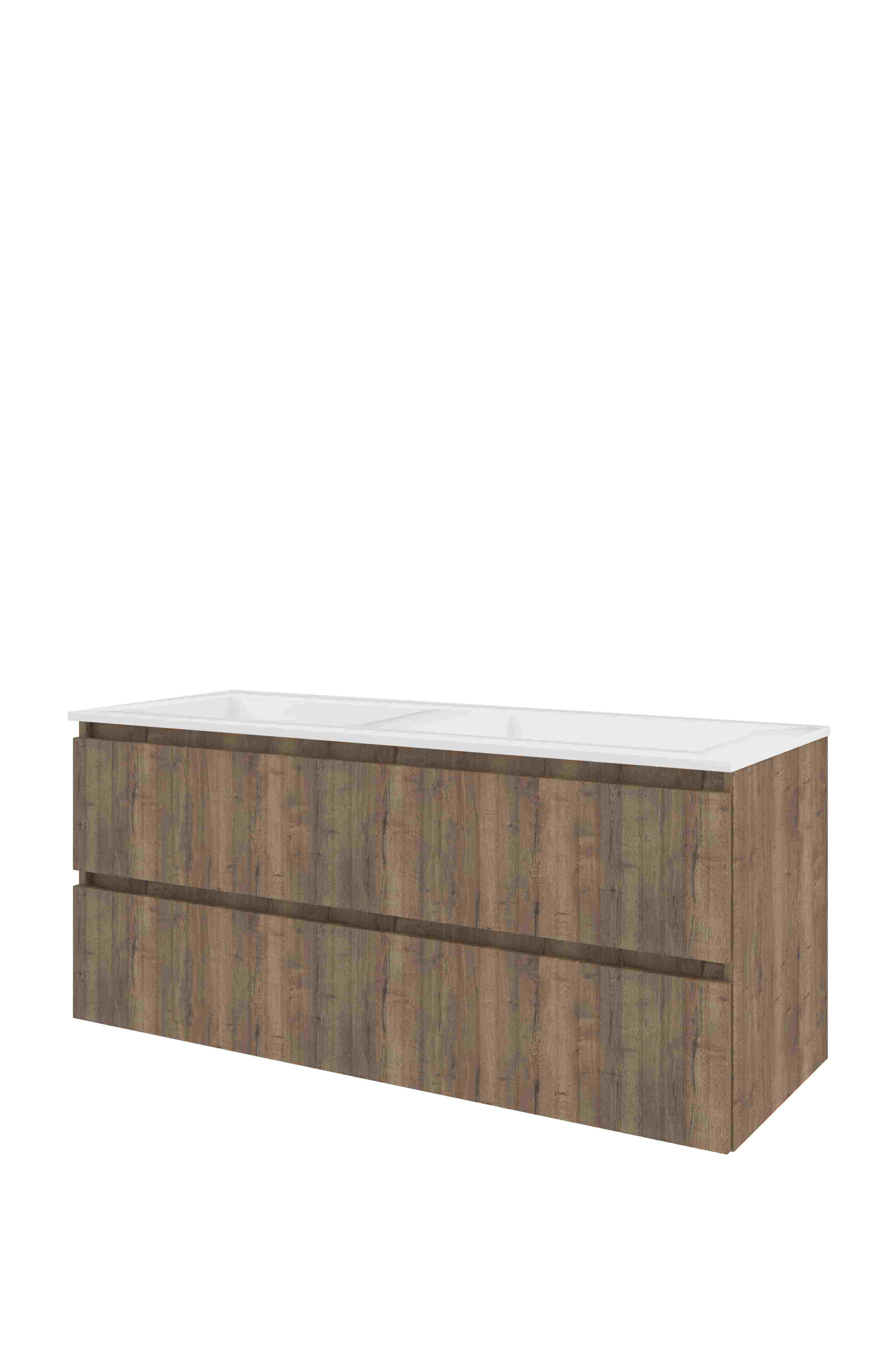 Proline Set polystone Elegant wast. z. kr.gaten en onderkast sym. gefr. 1818523 Terra oak/Glans wit 1200x460x540
