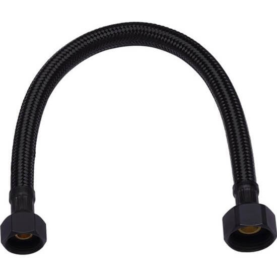 Flex. aansluitslang 30cm 3/8 bin.dr x 1/2 bin.dr. Mat Zwart