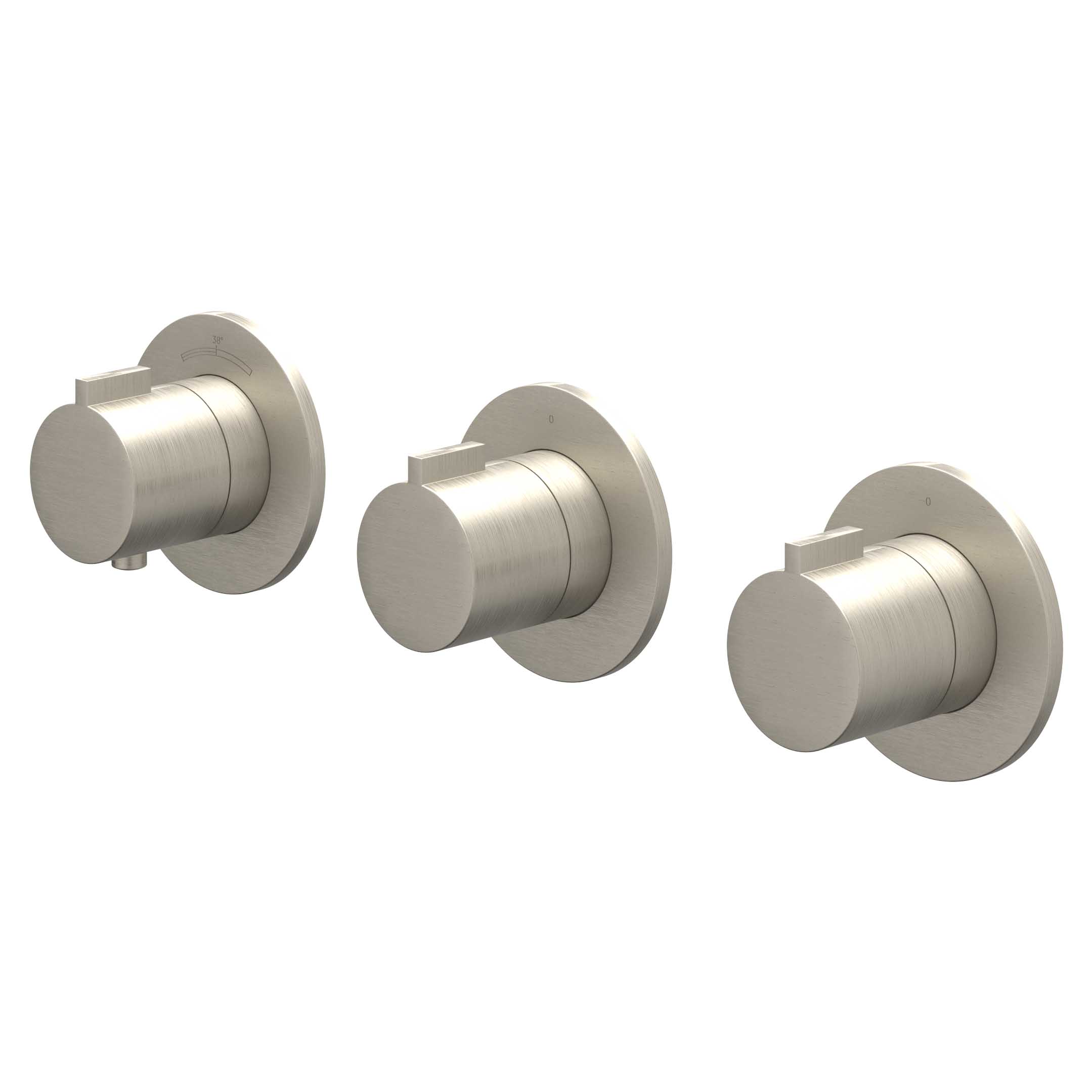 IVY Pact Afbouw inbouwtherm. m/2 stopkranen symmetry m/ronde rozetten 6202353 gebr. nickel PVD