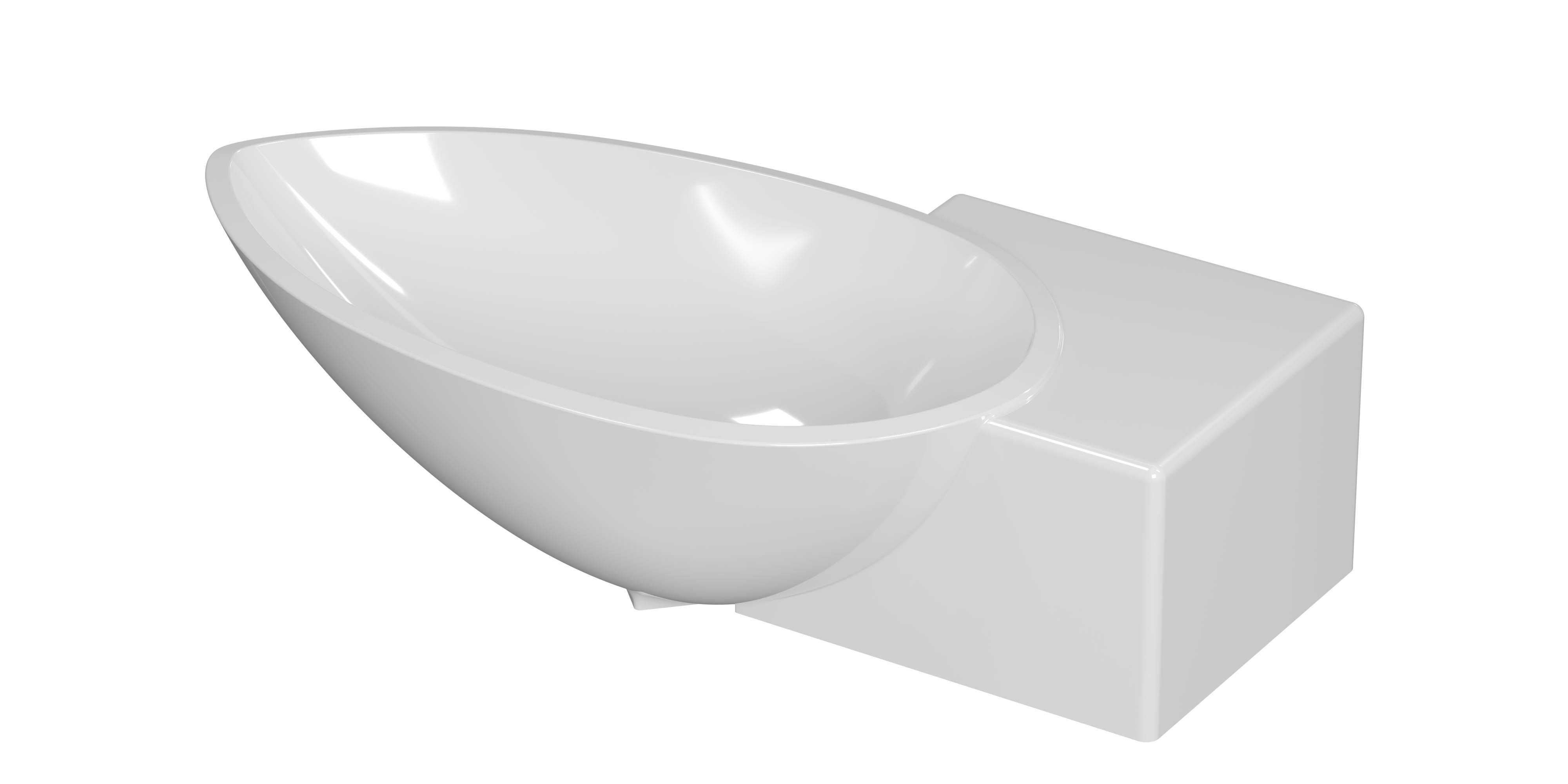 INK Storm Fontein Polystone rechts z. krgt. 3401001 Glans wit H120xB400xD220