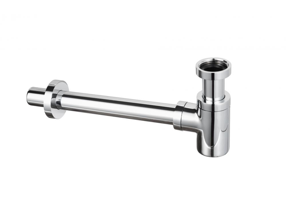 DSI Fonteinsifon rond design 5/4 x32mm laag model m. muurbuis + rozet Chroom